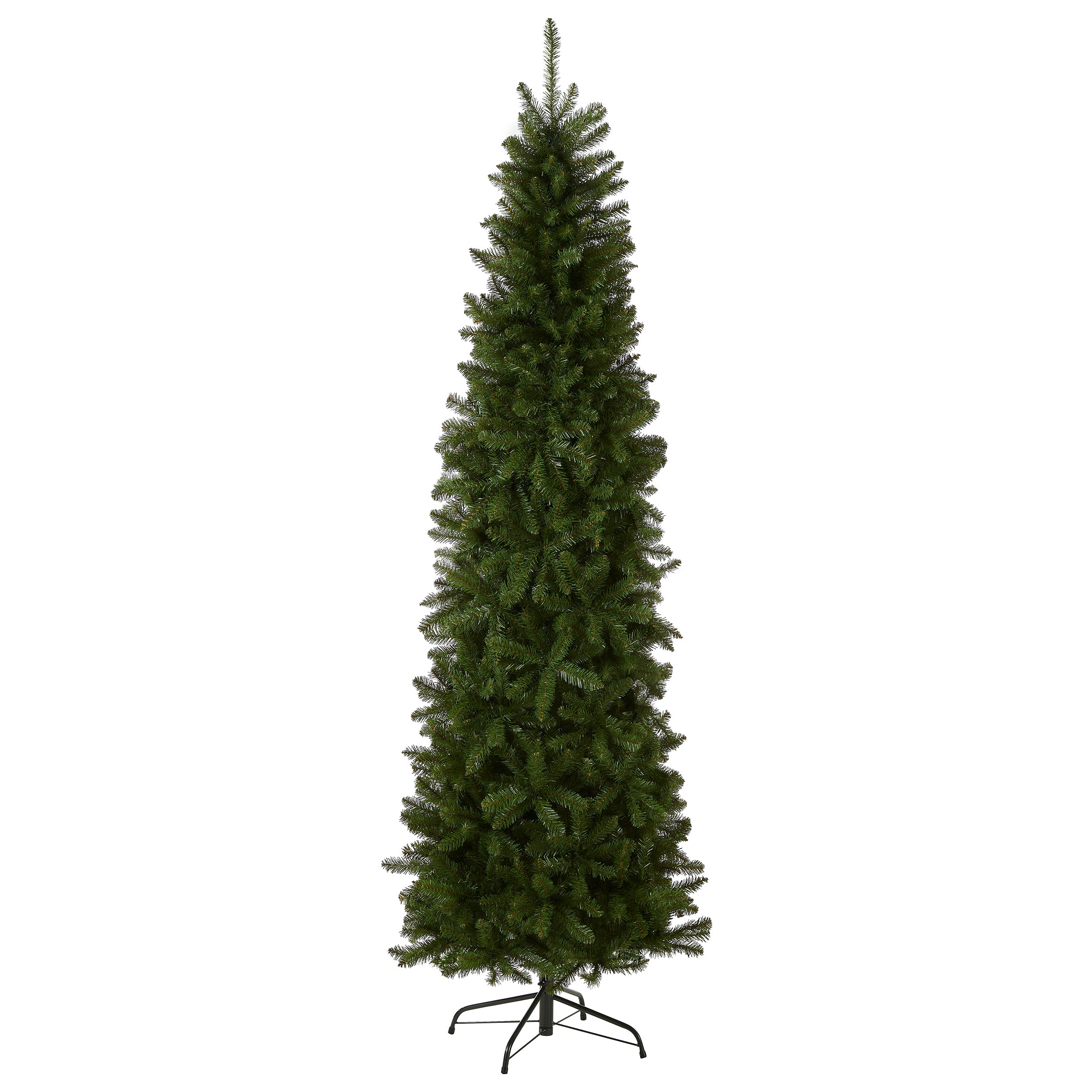 7.5 ft Kingswood Fir Pencil Christmas Tree - Slim Artificial Holiday Tree for Small Spaces, Home & Office Decor