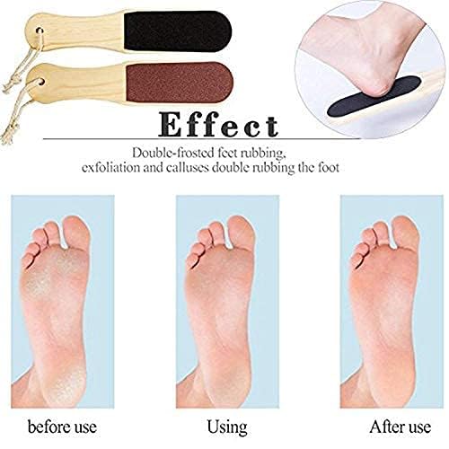 Double Sided Foot File Callus Remover - Wooden Handle Pedicure Tool for Dead Skin - Exfoliate & Smooth Cracked Heels (Perfect for Home Spa, Pedicure & Foot Care Routine)