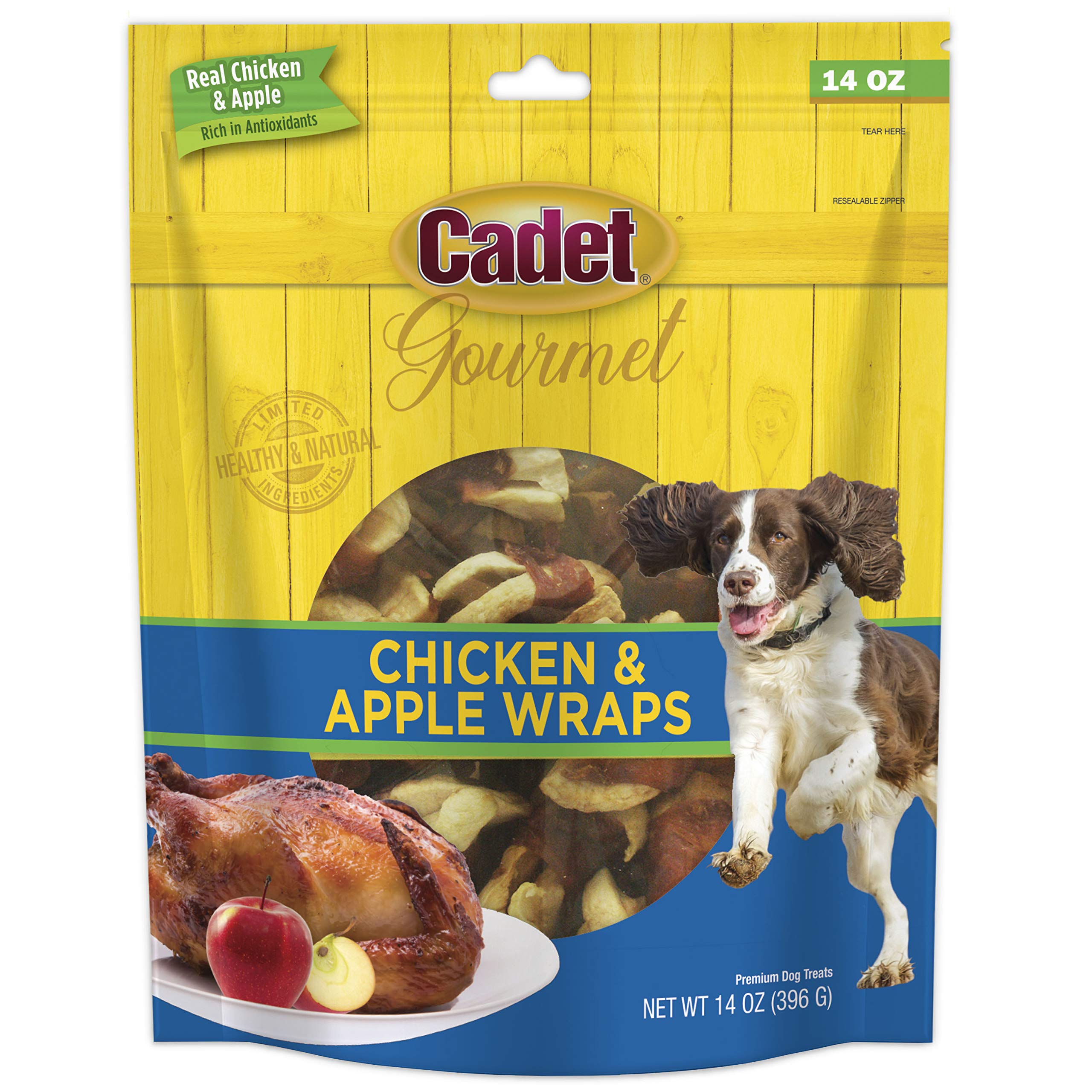 Cadet Gourmet Chicken & Apple Wrapped Dog Treats - Healthy Natural Training Snacks for Small & Large Breed Dogs - USA Inspected & Tested (14 oz) - Perfect for Reward Training, Travel & Daily Treats