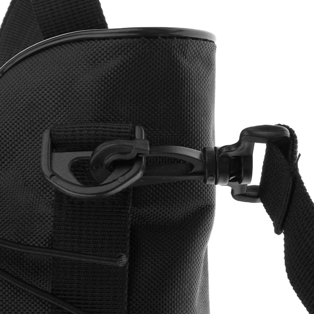 Waterproof Oxford Water Bottle Holder with Adjustable Shoulder Strap - Insulated Bottle Carrier Pouch for Hiking, Gym & Travel - Black