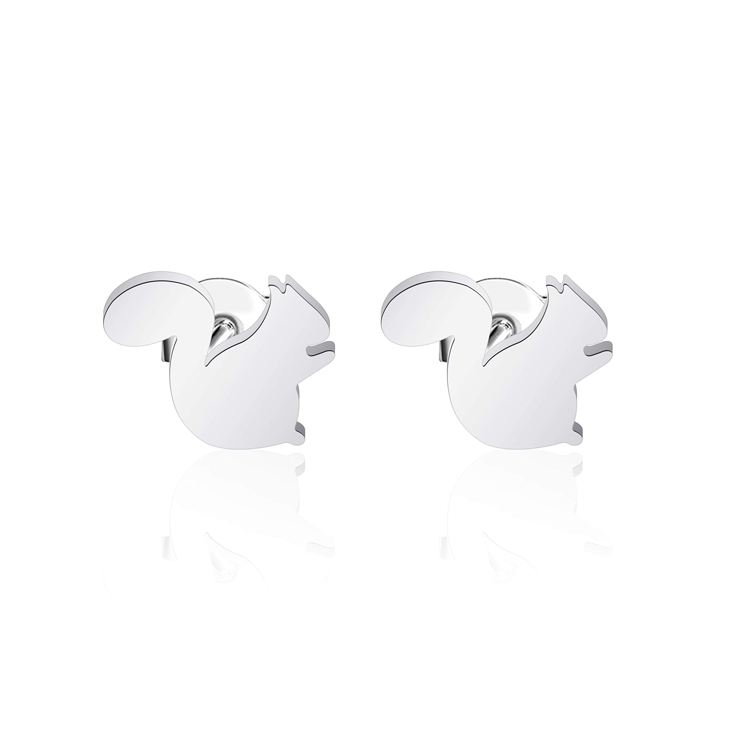 ENSIANTH Sterling Silver Squirrel Stud Earrings - Cute Animal Jewelry Gift for Women, Girlfriend, Wife - Perfect for Valentine's Day, Anniversary & Everyday Wear
