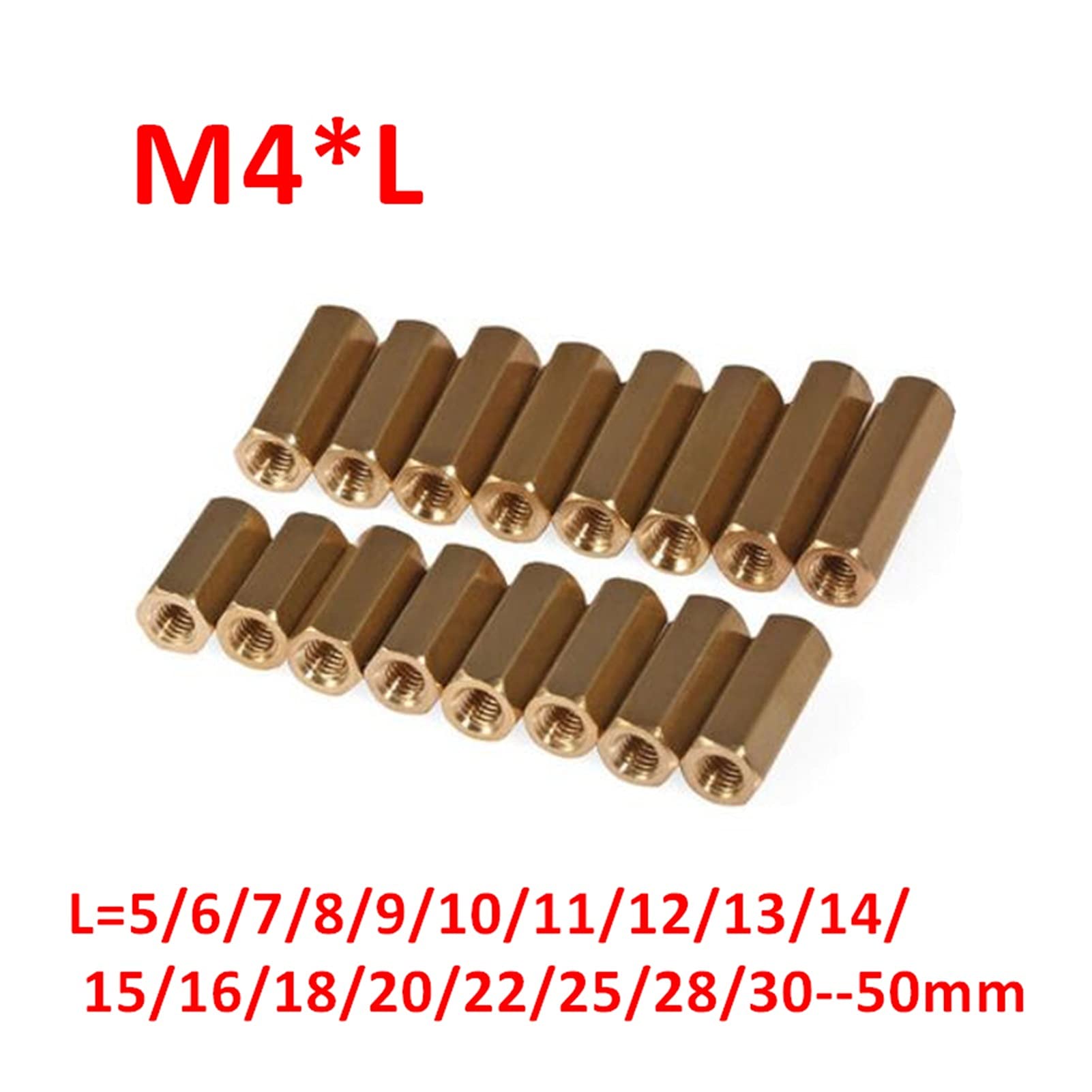 Brass Hex Nut Standoff Spacers M4 Female Threaded Pillars - 10mm Length (30pcs) - Perfect for Electronics, 3D Printing & DIY Projects