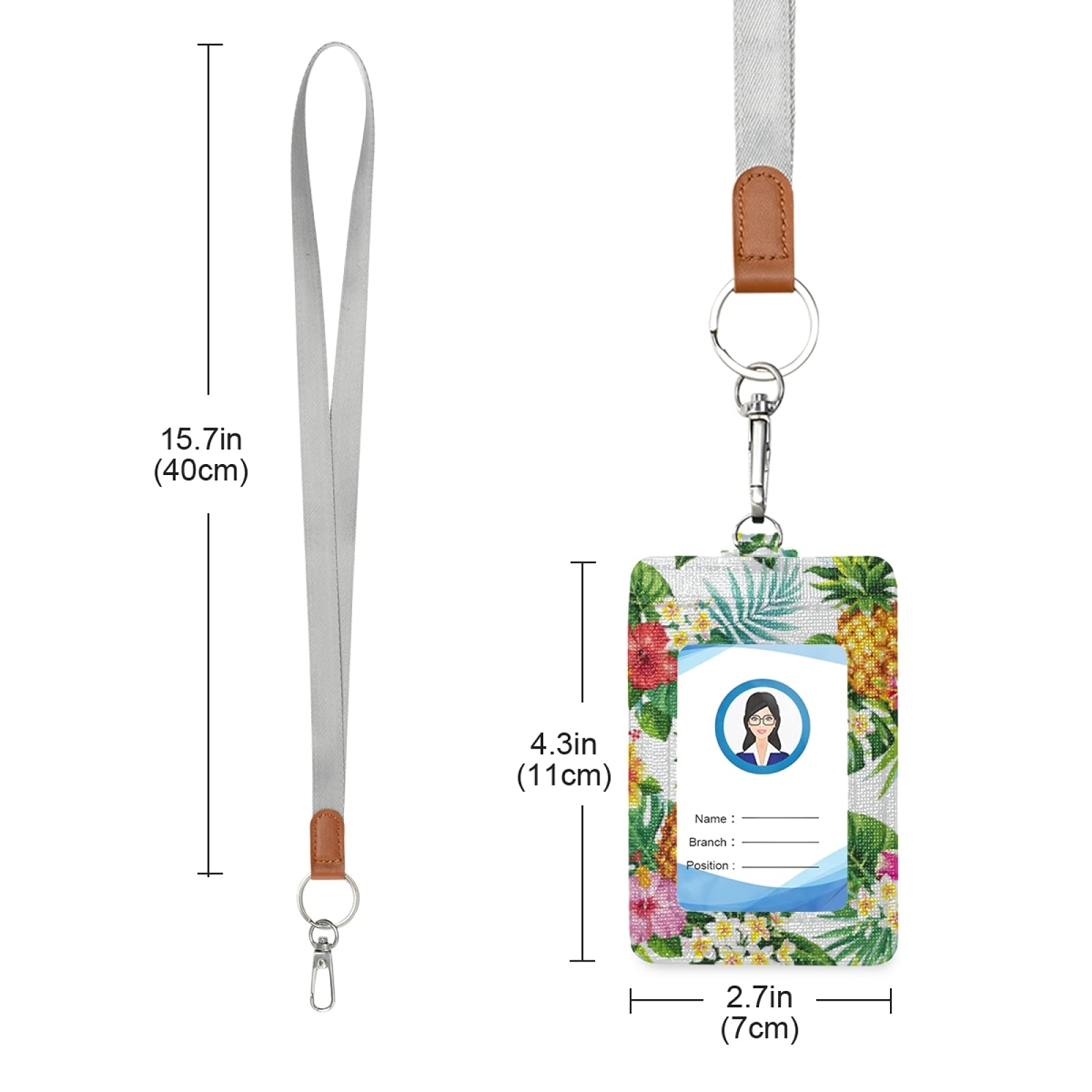 Tropical ID Badge Holder with Lanyard - Office & School Use