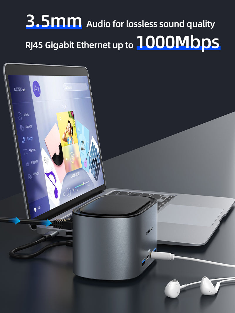 13-in-1 Triple Monitor USB-C Docking Station with 100W Power Delivery - Perfect for Home Office, Gaming & Multi-Tasking Setup