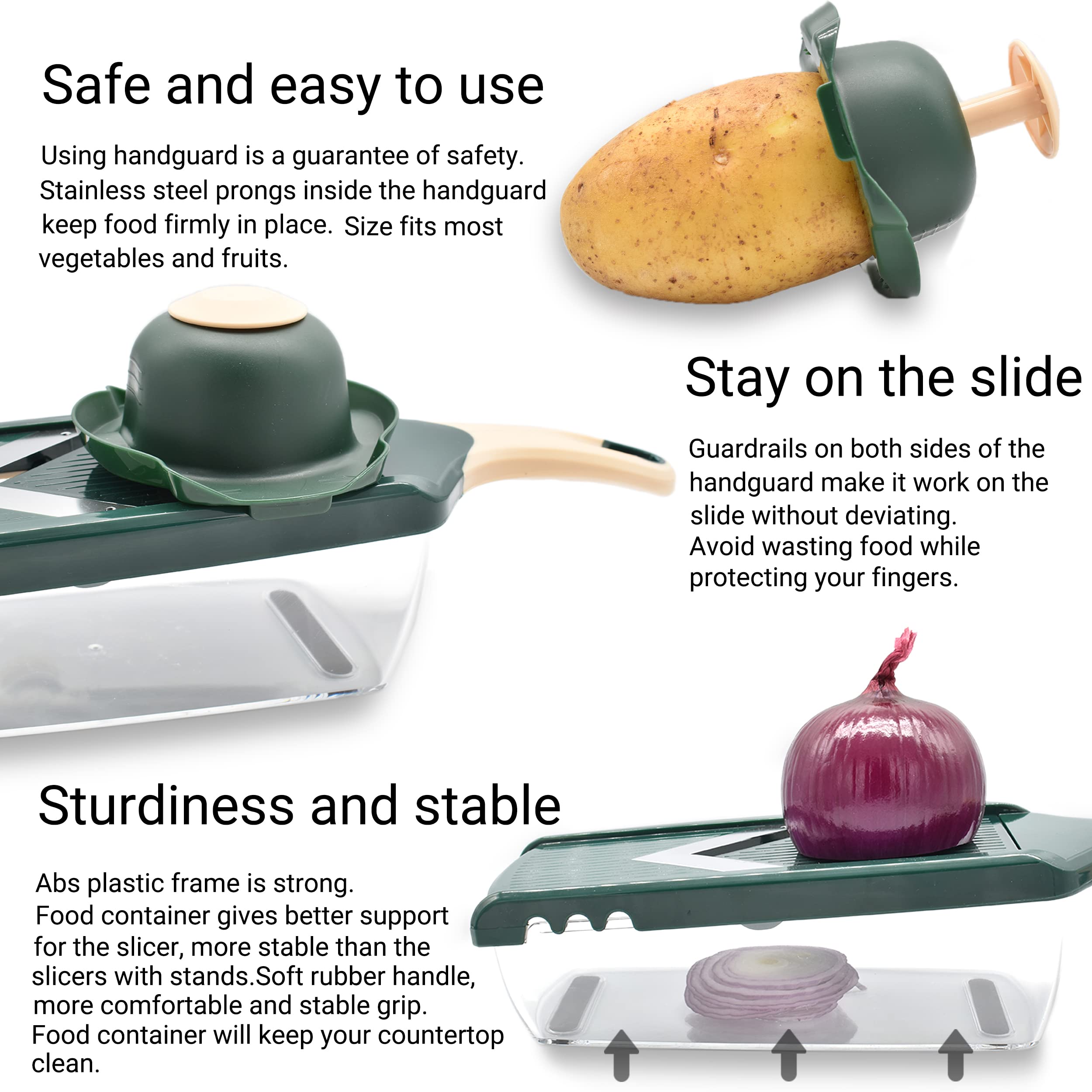 Ultra Sharp Vegetable Mandoline Slicer with V-Blade & Container - Perfect for Julienne Cutting Potatoes, Apples, Onions, Tomatoes | Ideal for Meal Prep, Salad Making & Professional Kitchen Use