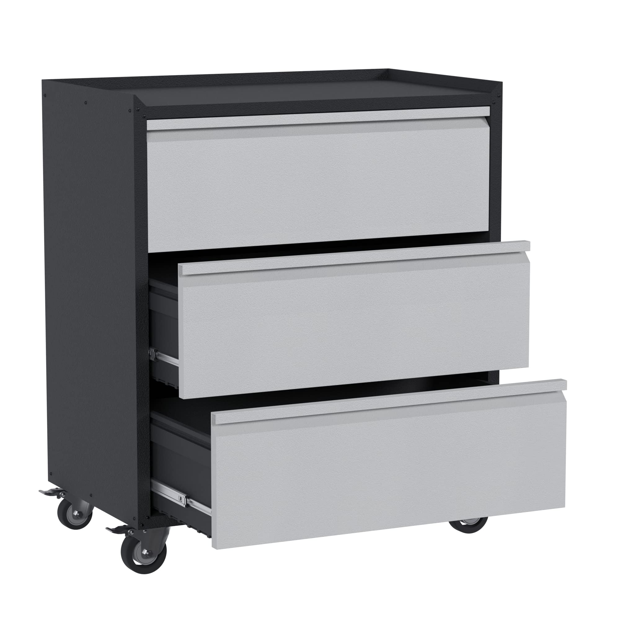 UINSOO 3-Drawer Rolling Metal Storage Cabinet with Wheels & Lock - Heavy-Duty Steel Garage Organizer for Tools & Supplies, Easy Assembly (Perfect for Garage, Workshop, or Office Storage)