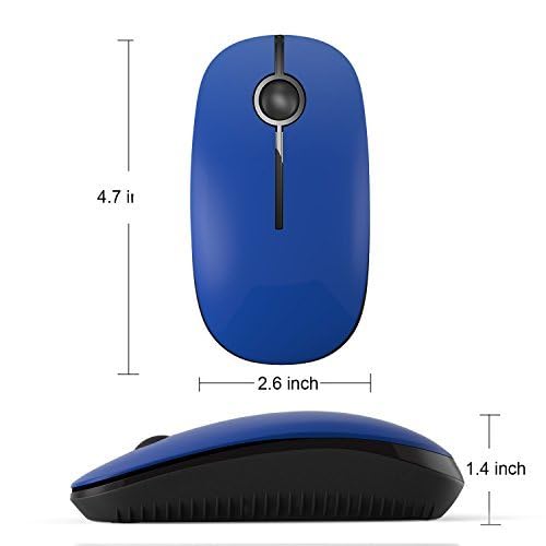 VssoPlor Wireless Mouse - 2.4G Slim Portable Computer Mouse with Nano Receiver for Laptop, PC, MacBook - Ergonomic Design for Office Work, Gaming & Travel (Black Blue)