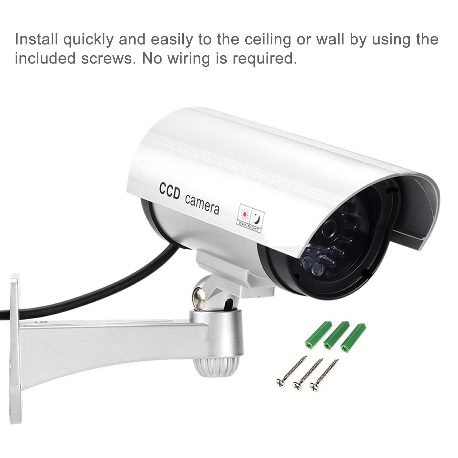 Lechnical Fake Security Camera Dummy - Realistic Simulated Surveillance Camera with Blinking LED Light for Indoor & Outdoor Use - Home & Business Security Deterrent for Porch, Garage, Office & Store Protection