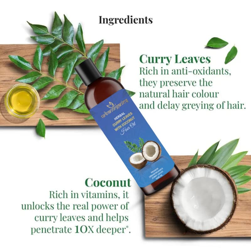Ayurvedic Curry Leaves Coconut Hair Oil with Vitamin E - 100ml for All Hair Types | Natural Hair Growth Treatment for Dry, Damaged & Frizzy Hair | Daily Nourishment & Scalp Care