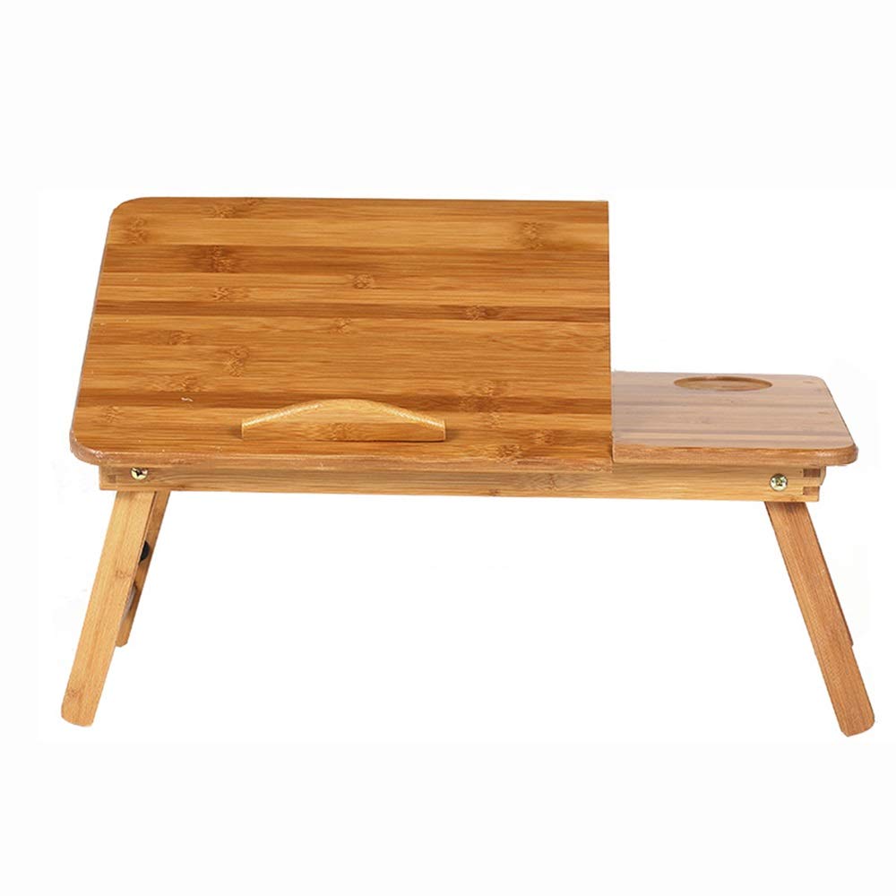 DUWX Bamboo Folding Laptop Table - Adjustable Bed Desk for Students, Dormitory, Reading, and Office Use - Compact & Portable (55x35x22.5-31.8cm)