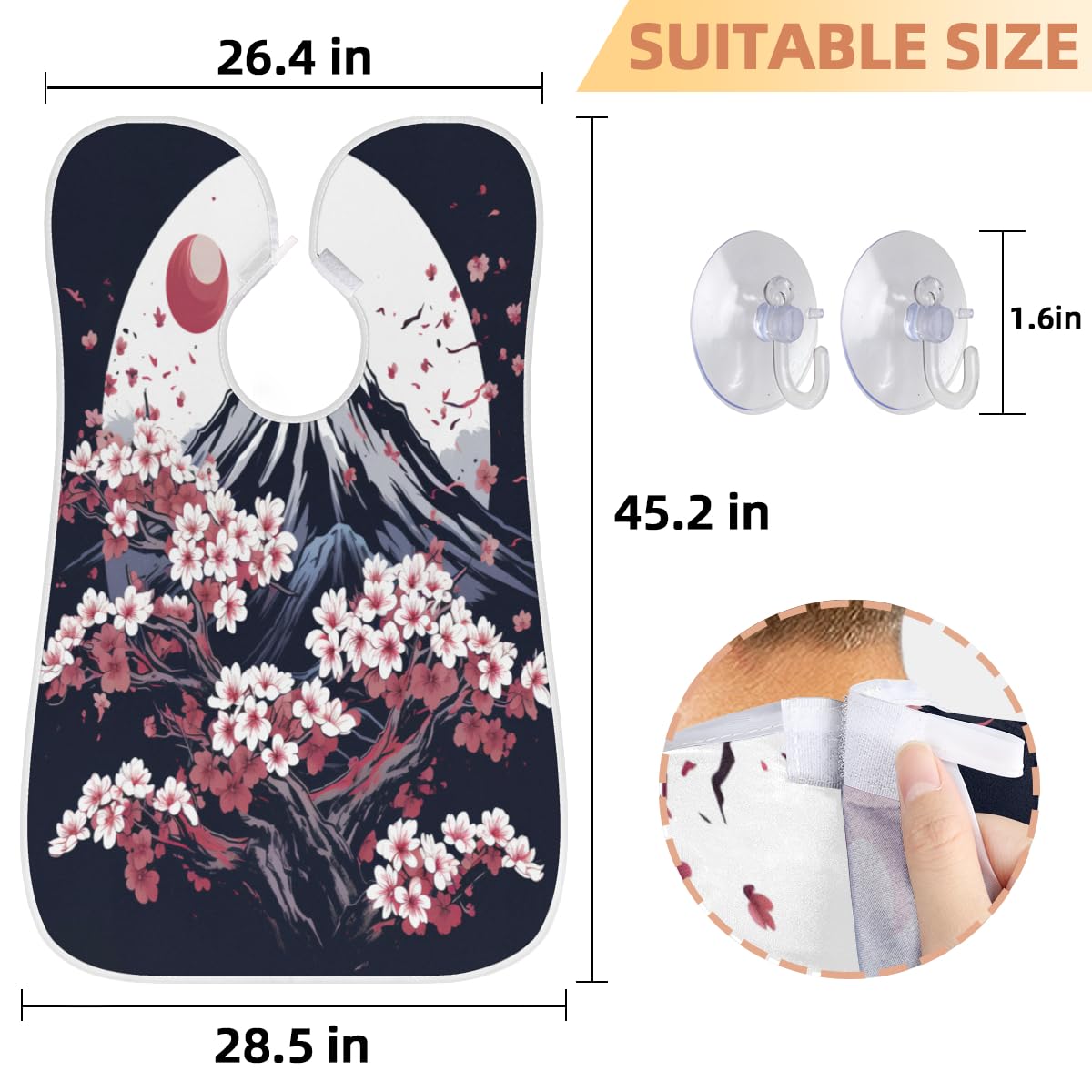 **Men's Waterproof Beard Shaving Bib - Cherry Pattern Barber Apron for Hair Dye & Makeup - Sink Hair Catcher for Beard Trimming & Lineup - Perfect Gift for Barbers & Stylists (Great for Home & Salon Use)**
