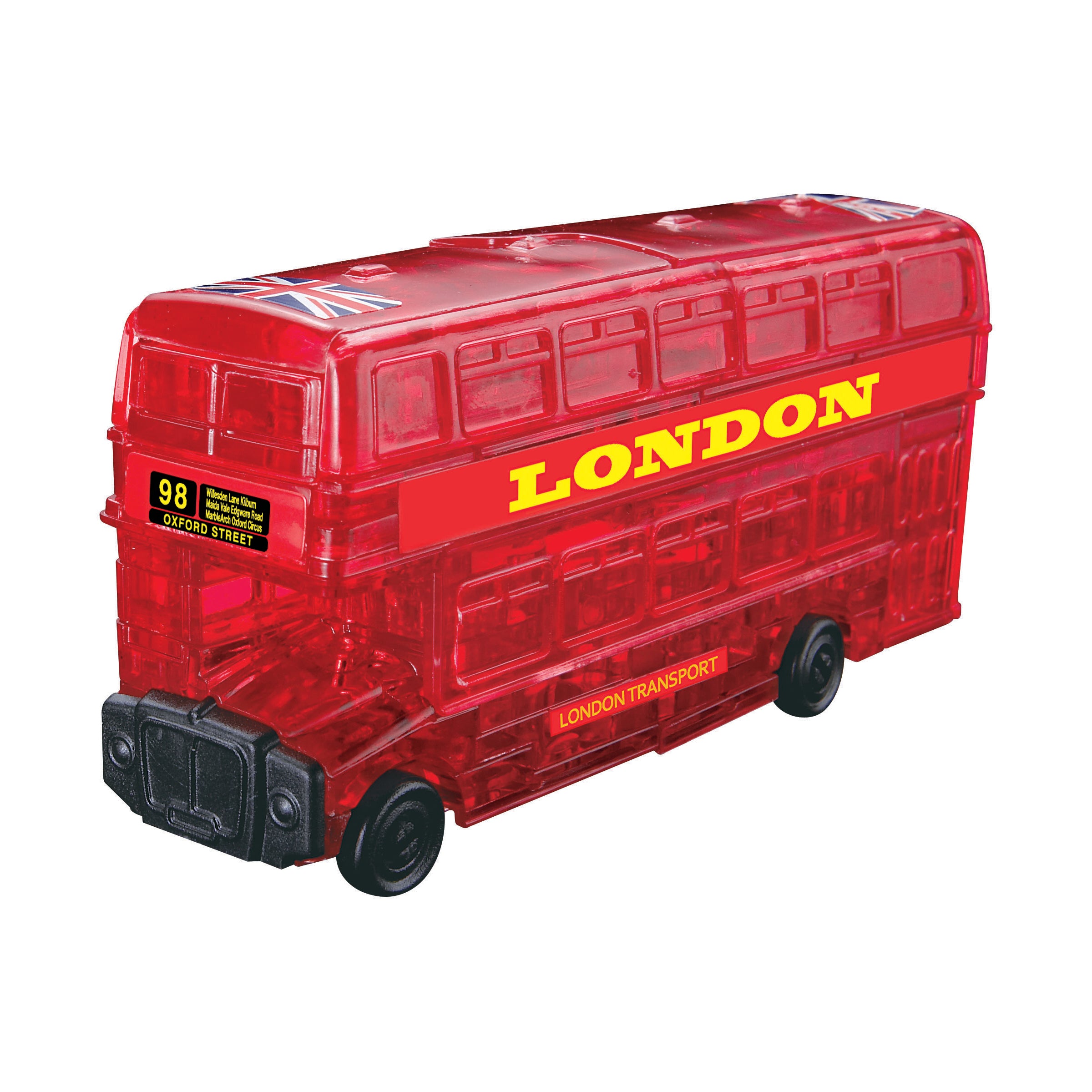 Charming London Bus 3D Crystal Puzzle - 53 Piece Radiant Red Brain Teaser for Adults & Teens | Perfect Gift for Puzzle Lovers & UK Souvenir Collectors
