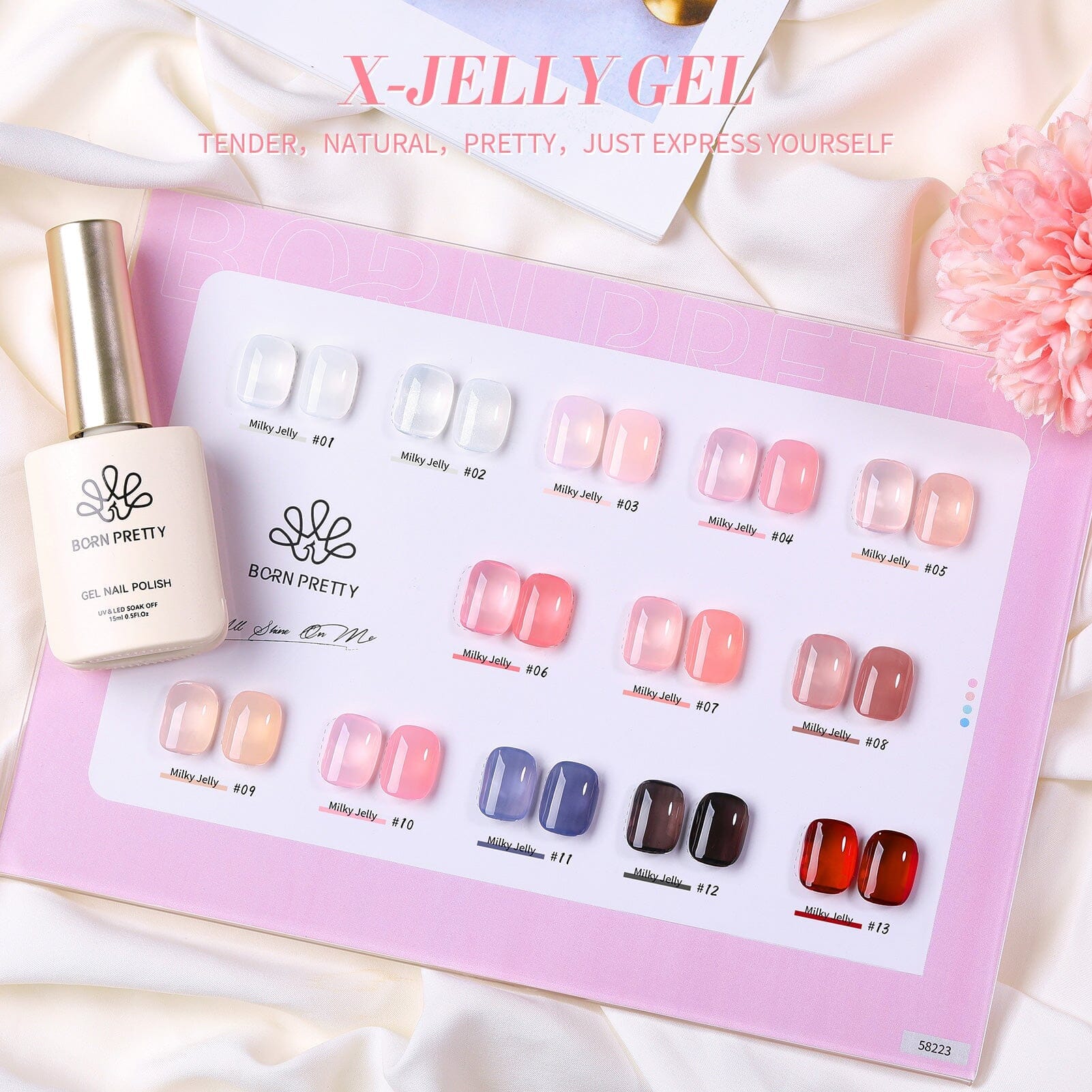 Hema-Free Milky Jelly Gel Polish in Pink Shade #06 - 15ml Nail Polish for Salon & Home Manicures