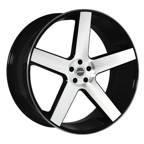 STRADA PERFETTO Custom Alloy Wheels - 22x9.5 Inches, +24 Offset, 6x135 Bolt Pattern, 87.1mm Hub - Gloss Black with Machined Face for Trucks & SUVs | Perfect for Off-Roading, Street Performance & Custom Builds