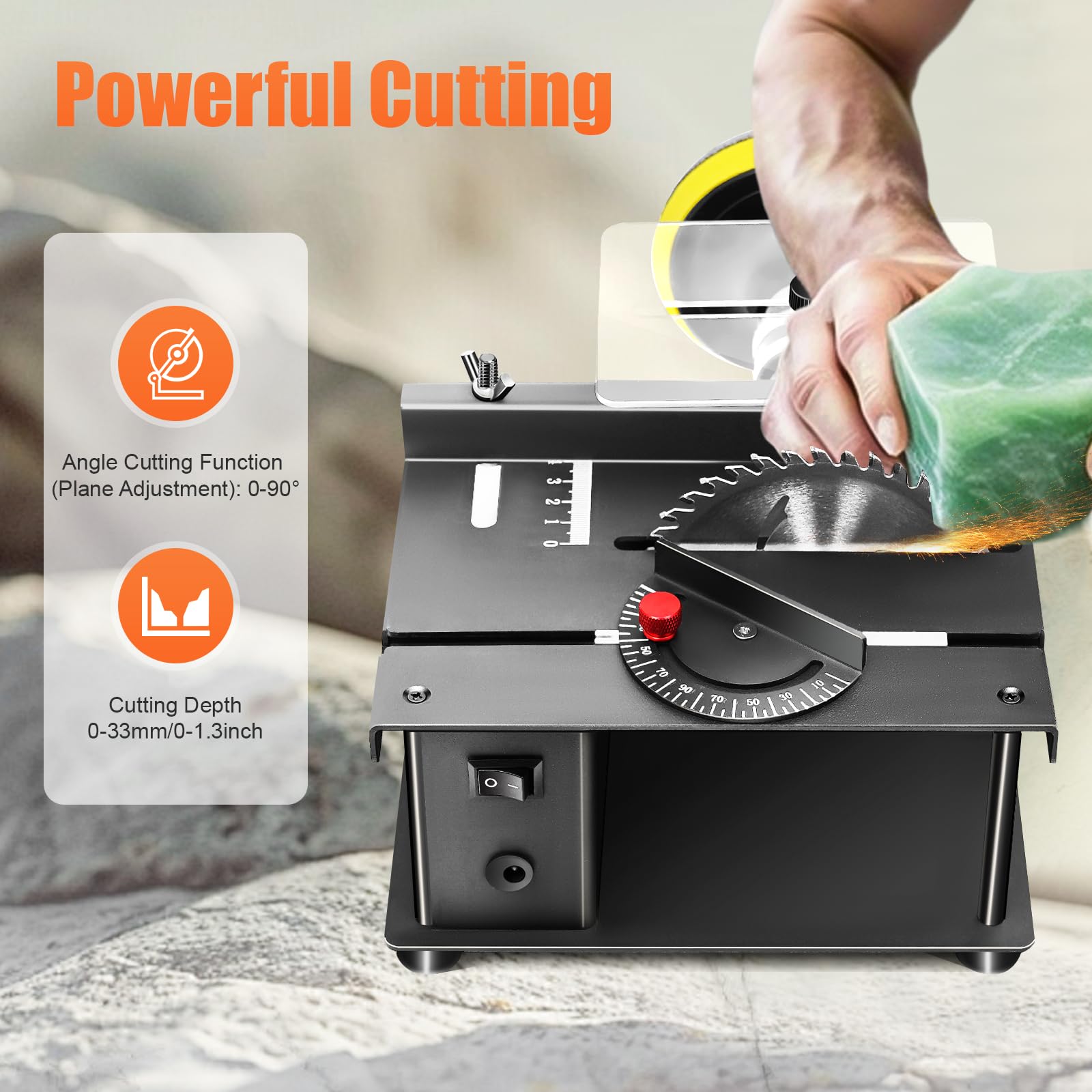 200W 8500RPM Mini Table Saw for Crafts - Multi-Functional Cutting Bench with Speed Regulation | Perfect for Woodworking, DIY Projects & Home Renovations