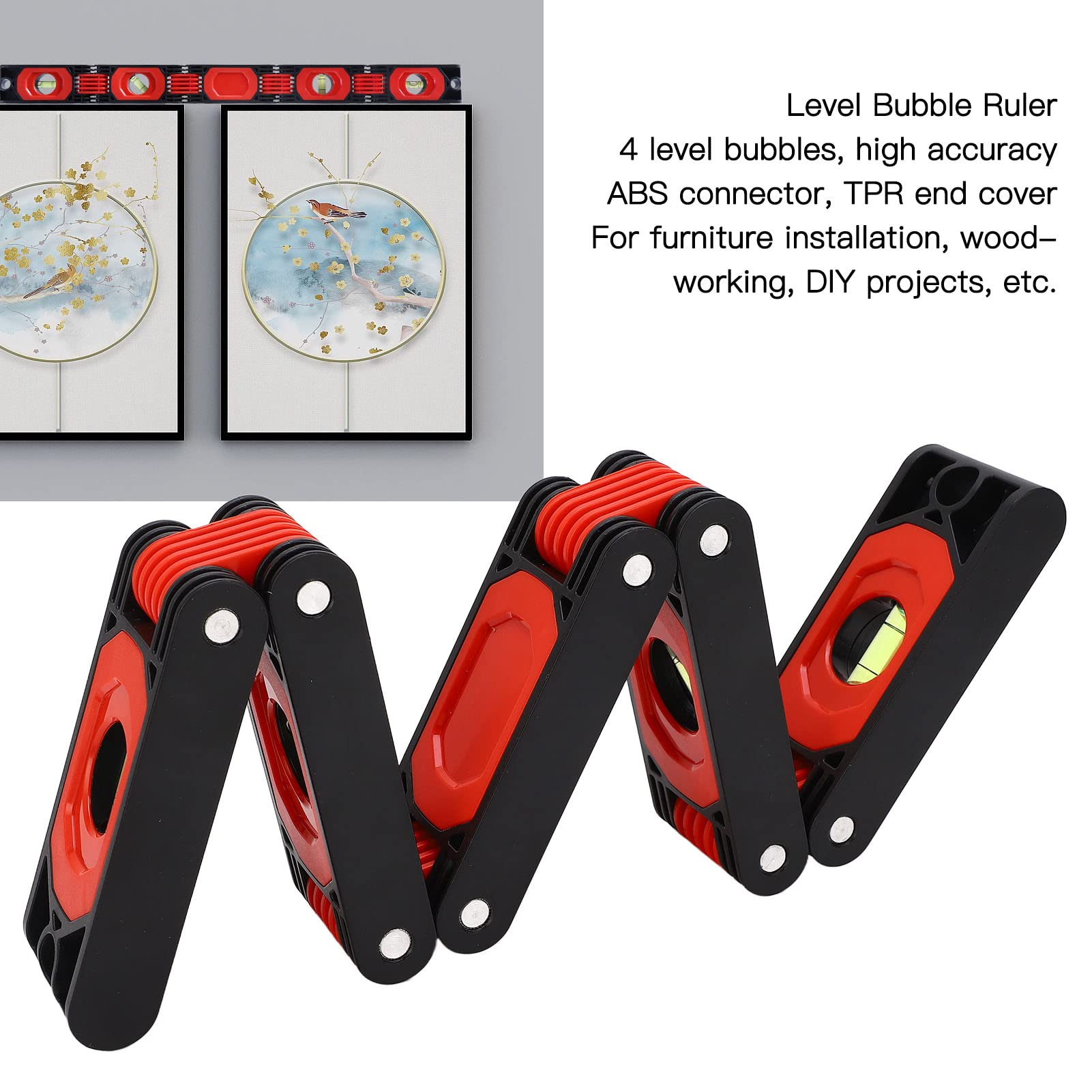 Foldable Level with 4 Bubbles - High Accuracy Expandable Angle Measuring Tool with Magnet for DIY, Home Decoration & Furniture Installation | Perfect for Carpentry, Wall Mounting & Construction Projects