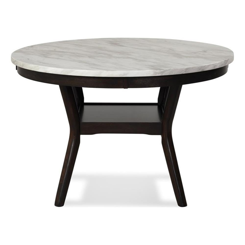 Celeste Faux Marble Round Dining Table 48 Inch - Modern Espresso Finish - Perfect for Small Space Dining Rooms, Kitchen Nooks & Apartment Living
