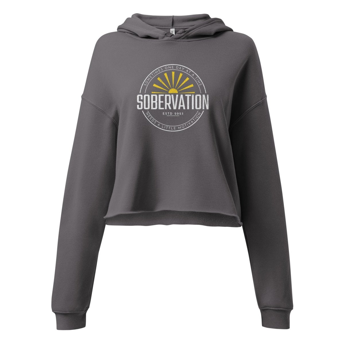 Stylish Sobervation Crop Hoodie for Women - Trendy Pullover Sweatshirt for Casual Wear, Gym, and Outdoor Activities