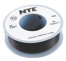 NTE ELECTRONICS WHS26-00-25 26AWG Hook Up Wire - 25FT Black Copper Wire (10-Pack) for DIY Electronics, Automotive Wiring & Home Electrical Projects