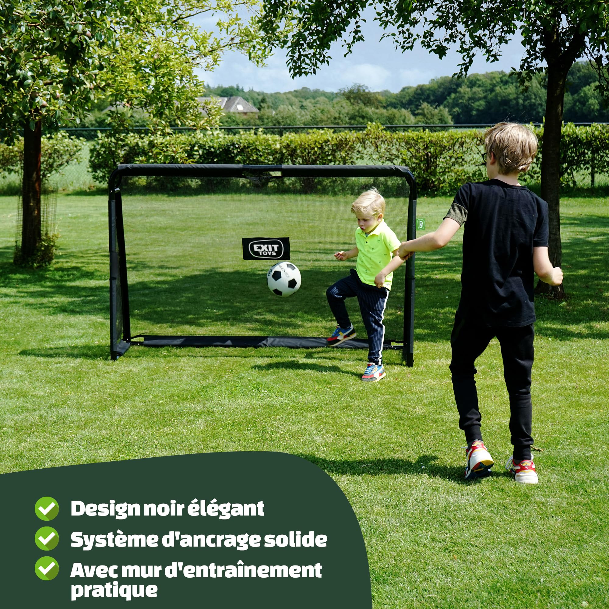 Premium Steel Soccer Goal with Training Wall & Stable Anchoring System – Outdoor Rust-Resistant Football Net for Garden, Backyard, and Training – Perfect for Youth, Adults, and Professional Practice