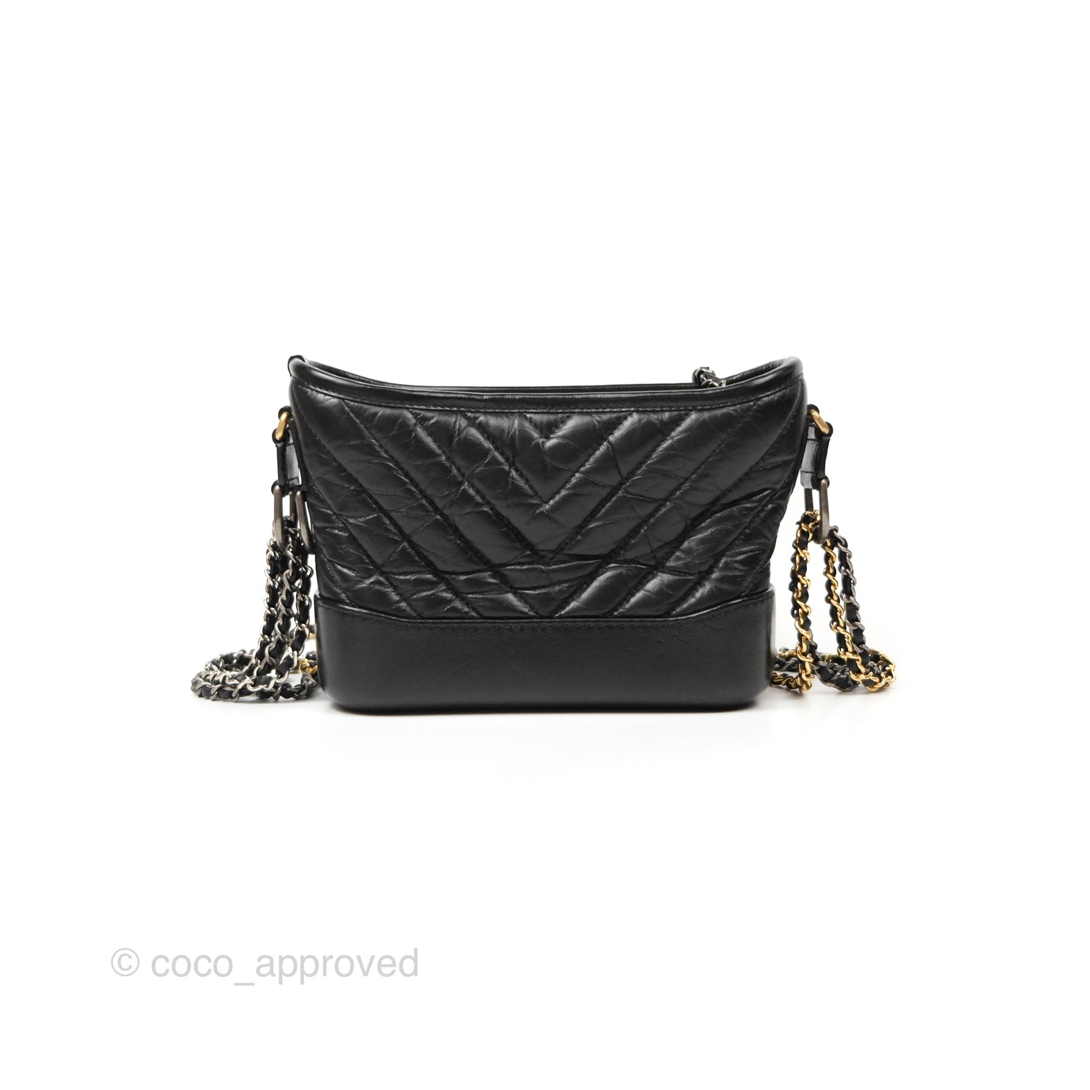 Chanel Chevron Small Gabrielle Hobo Bag in Black Aged Calfskin with Mixed Hardware - Luxury Shoulder Bag for Women, Perfect for Work, Travel and Everyday Use