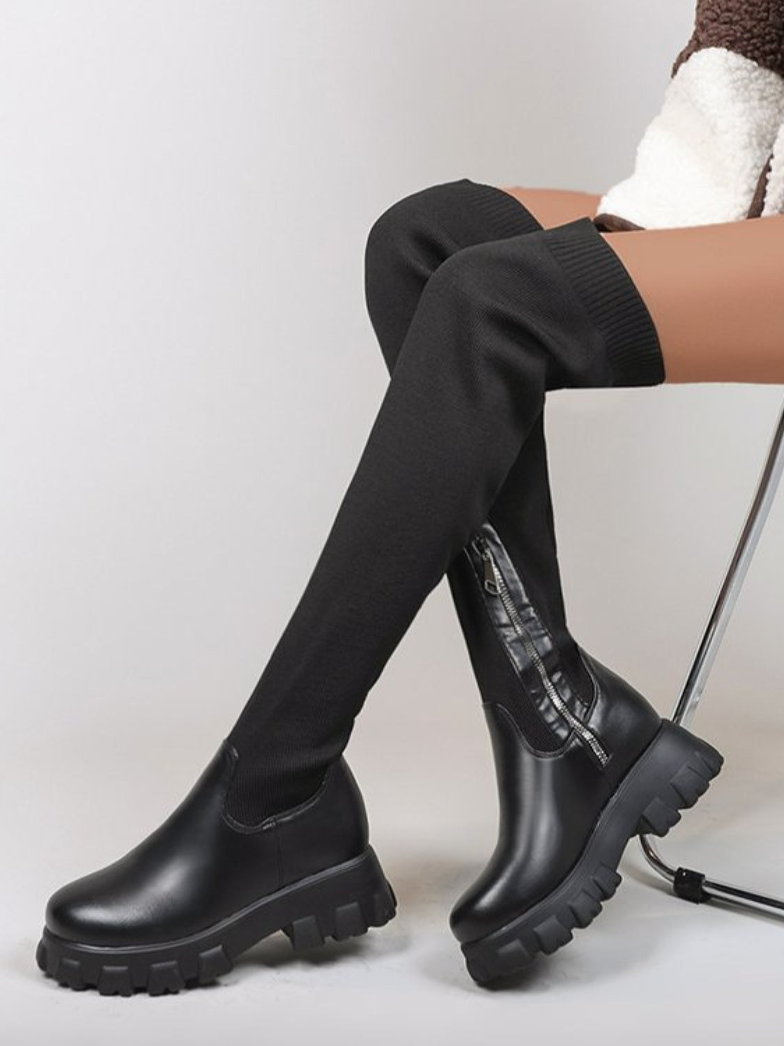 Stylish PU Leather Round Toe Platform Boots for Women - Chunky Heel Ankle Booties for Fall & Winter Fashion | Perfect for Office, Dating & Night Out