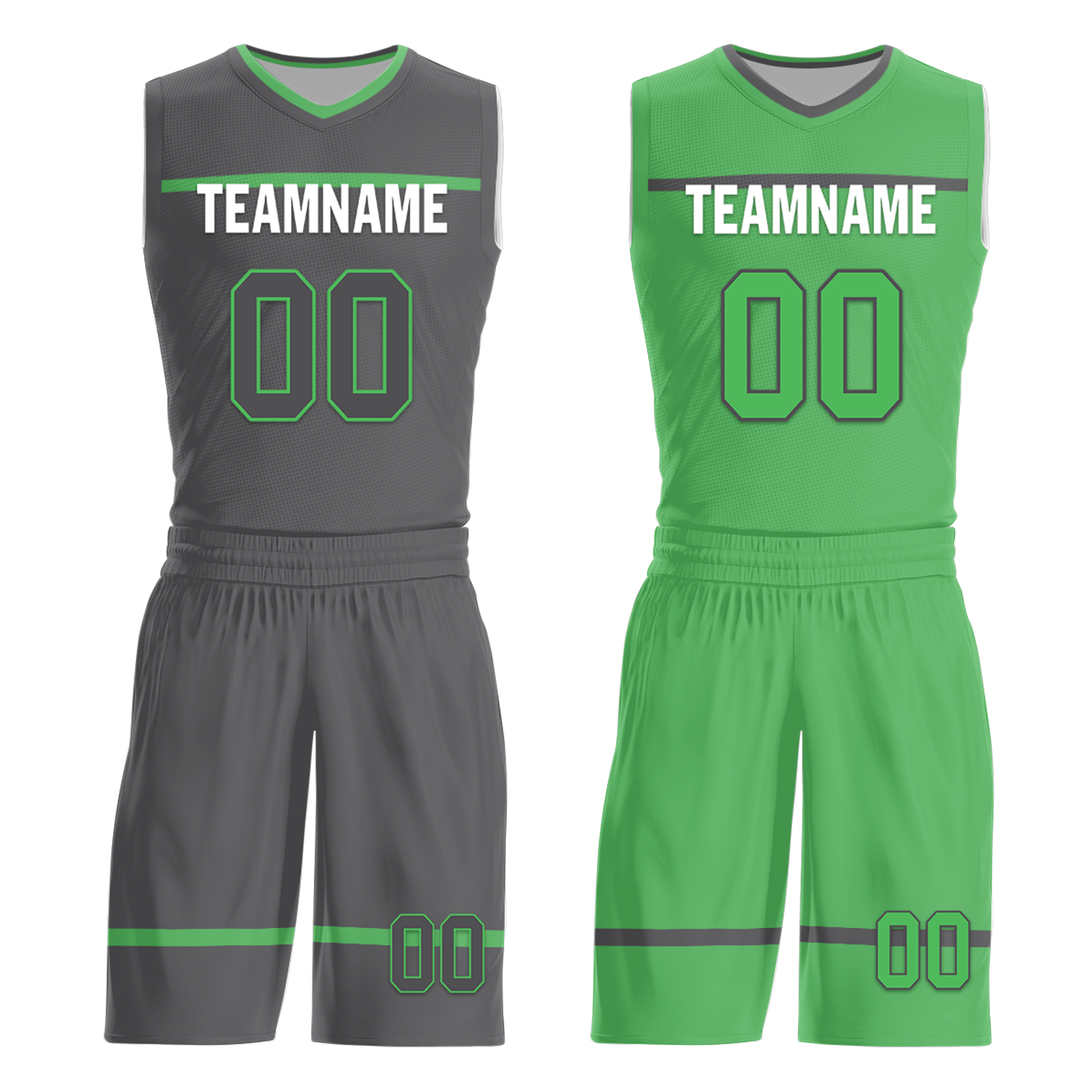 Custom Gray & Green Reversible Basketball Jersey - Personalized Classic Style Uniform for Men & Women | Perfect for Team Games, Training, and Fan Apparel (BBJR D017046)