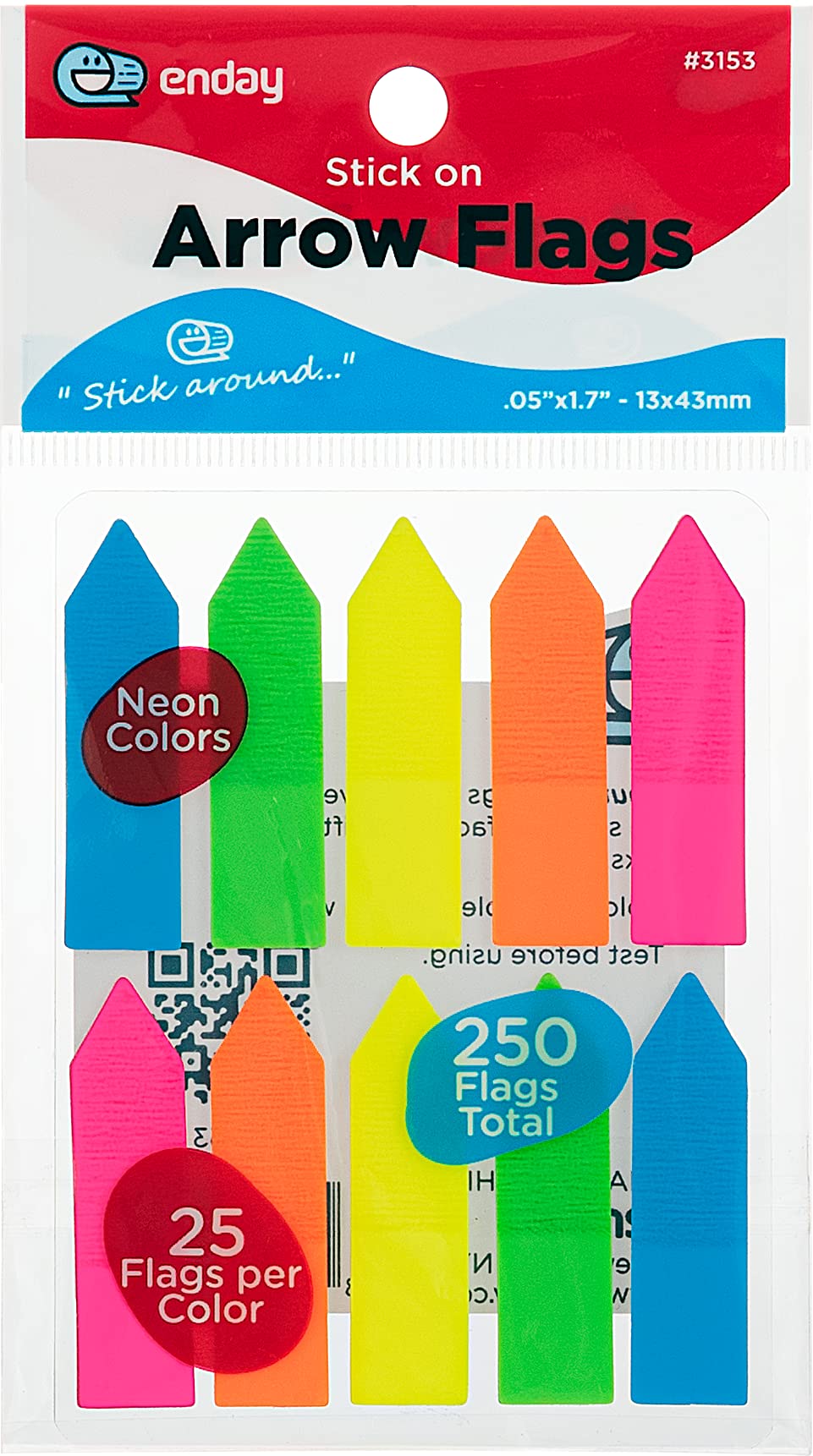 Enday 200 Packs of 250 Self-Adhesive Sticky Page Markers (50,000 Flags) - Neon Pink, Yellow, Green, Blue, Orange Arrow Tabs for Books, Notebooks & Office Documents - Perfect for Study Notes, Textbook Highlighting & File Organization