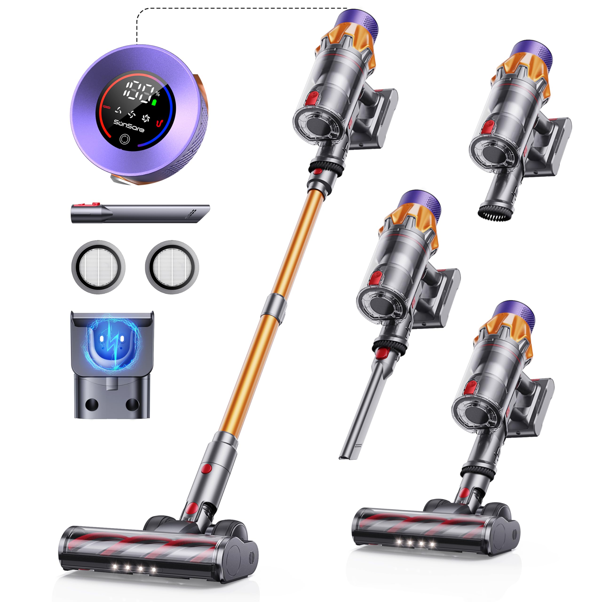 **Powerful 550W Cordless Vacuum Cleaner with 45KPA Suction & 60Mins Runtime - Touch Screen, Self-Standing, Wall Mount Charging - Ideal for Pet Hair, Carpets & Hard Floors (X7A) | Perfect for Home Cleaning & Quick Pickups**