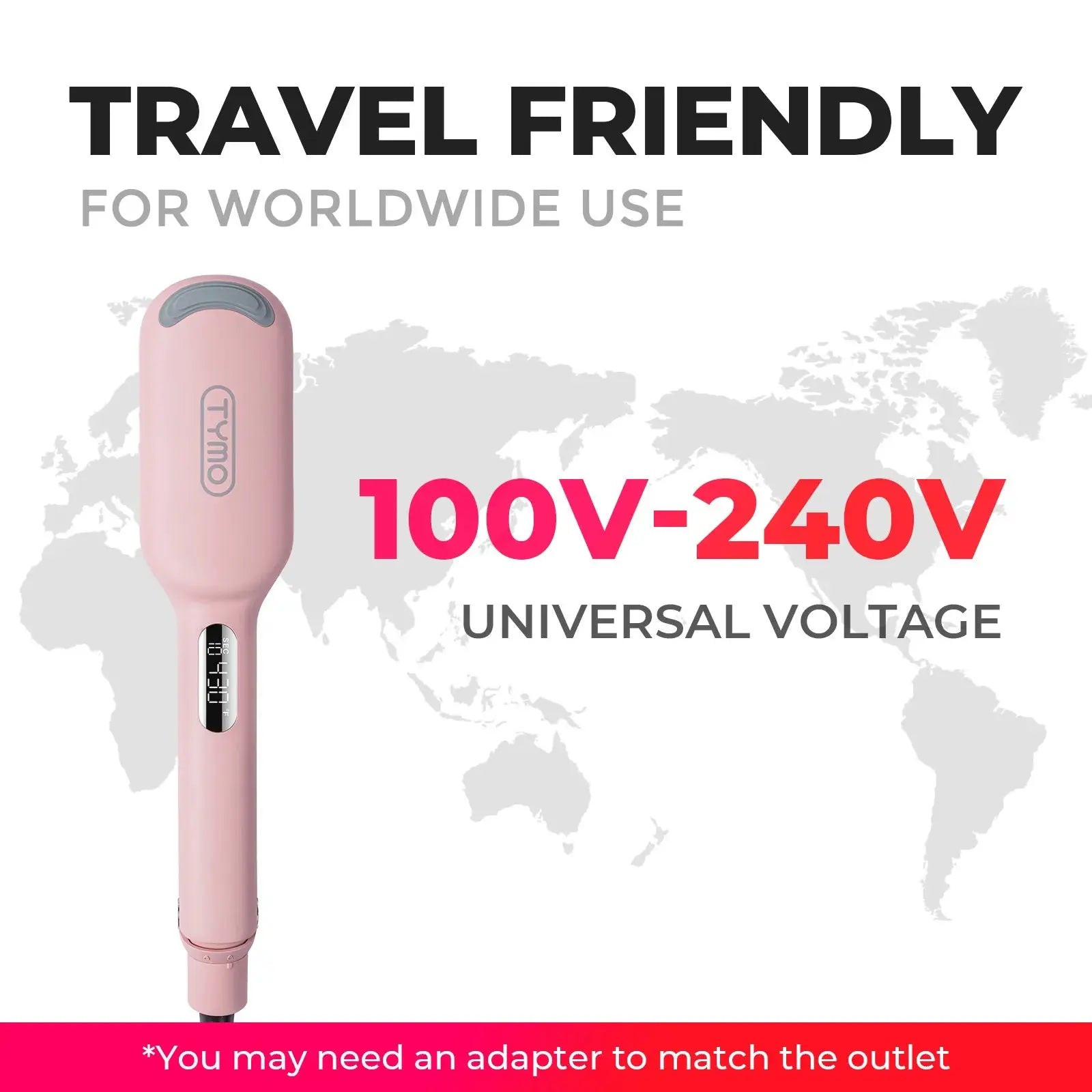 TYMO ROVY Compact Hair Straightener Brush - Professional Ionic Ceramic Flat Iron for Smooth & Shiny Hair - Perfect for Home, Travel & Salon Use