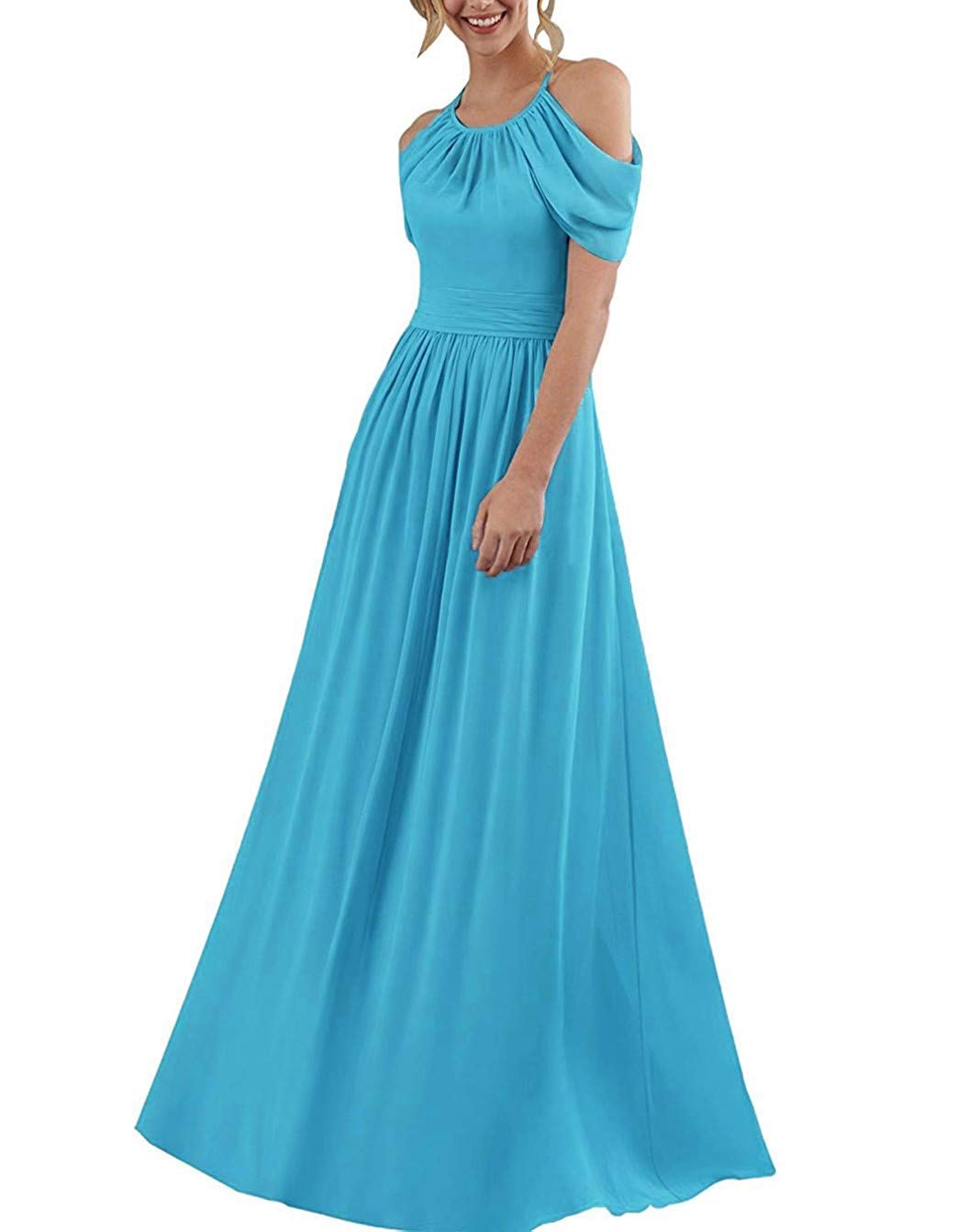 JAEDEN Long Formal Evening Gowns | Off Shoulder A-Line Prom Dresses in Chiffon | Perfect for Homecoming, Prom Night & Black Tie Events