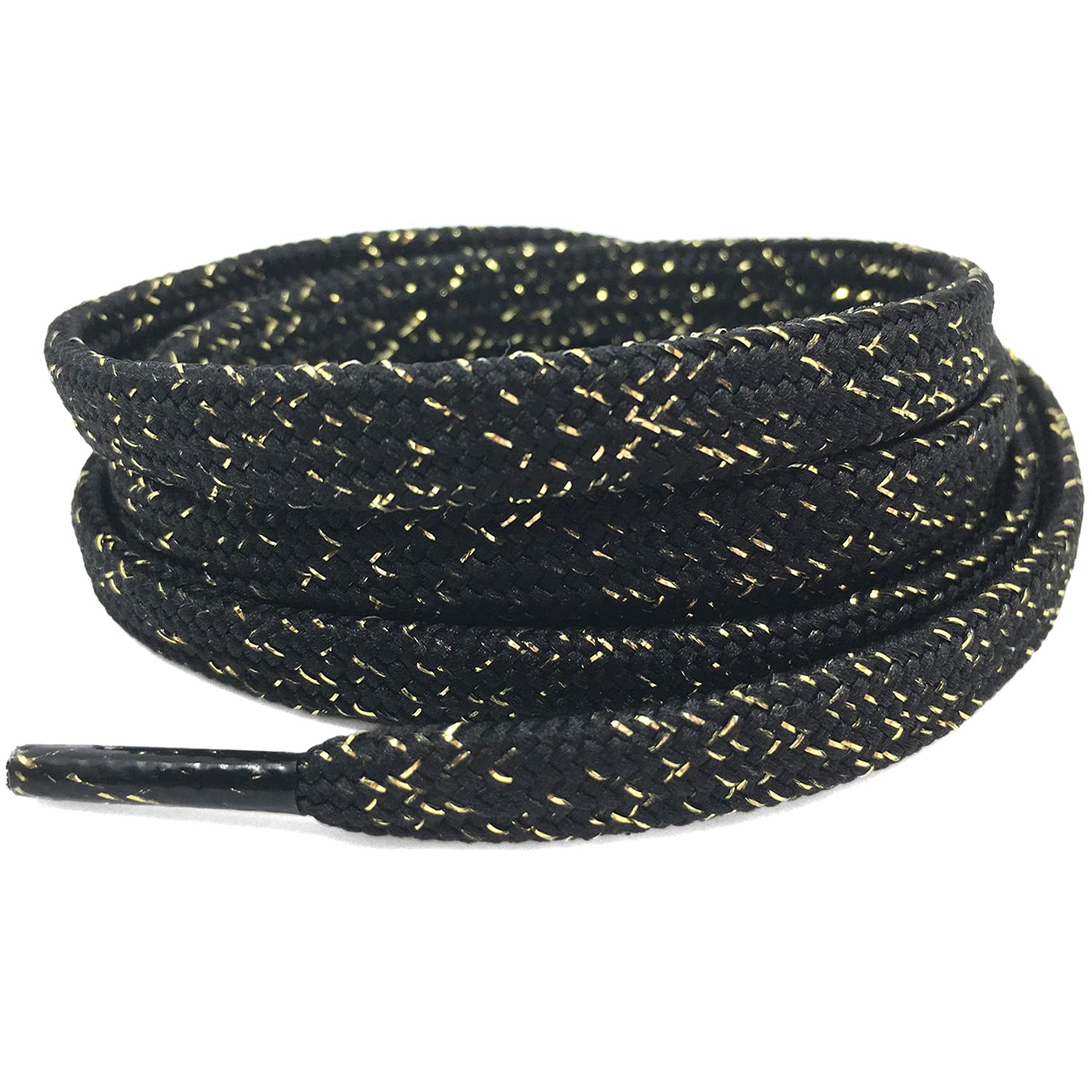 Premium Thick Flat Shoelaces - Gold & Silver Silk Woven Shoe Laces (2 Pairs) for Dress Shoes, Loafers & Formal Footwear - Durable & Stylish Lace Replacement