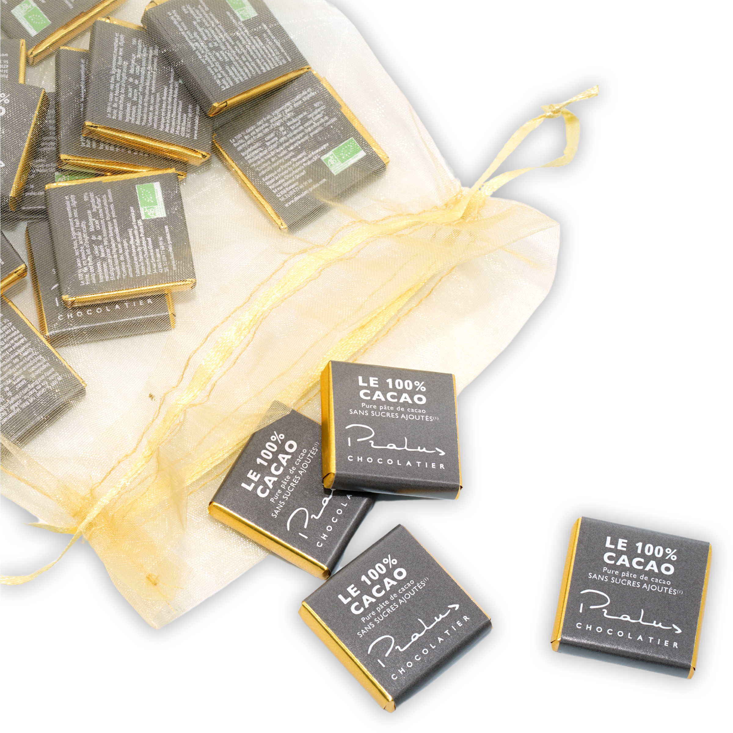 Pralus Dark Chocolate 100% Mini Squares (25 pcs) - Premium Gourmet Chocolate for Baking, Gifts & Desserts
