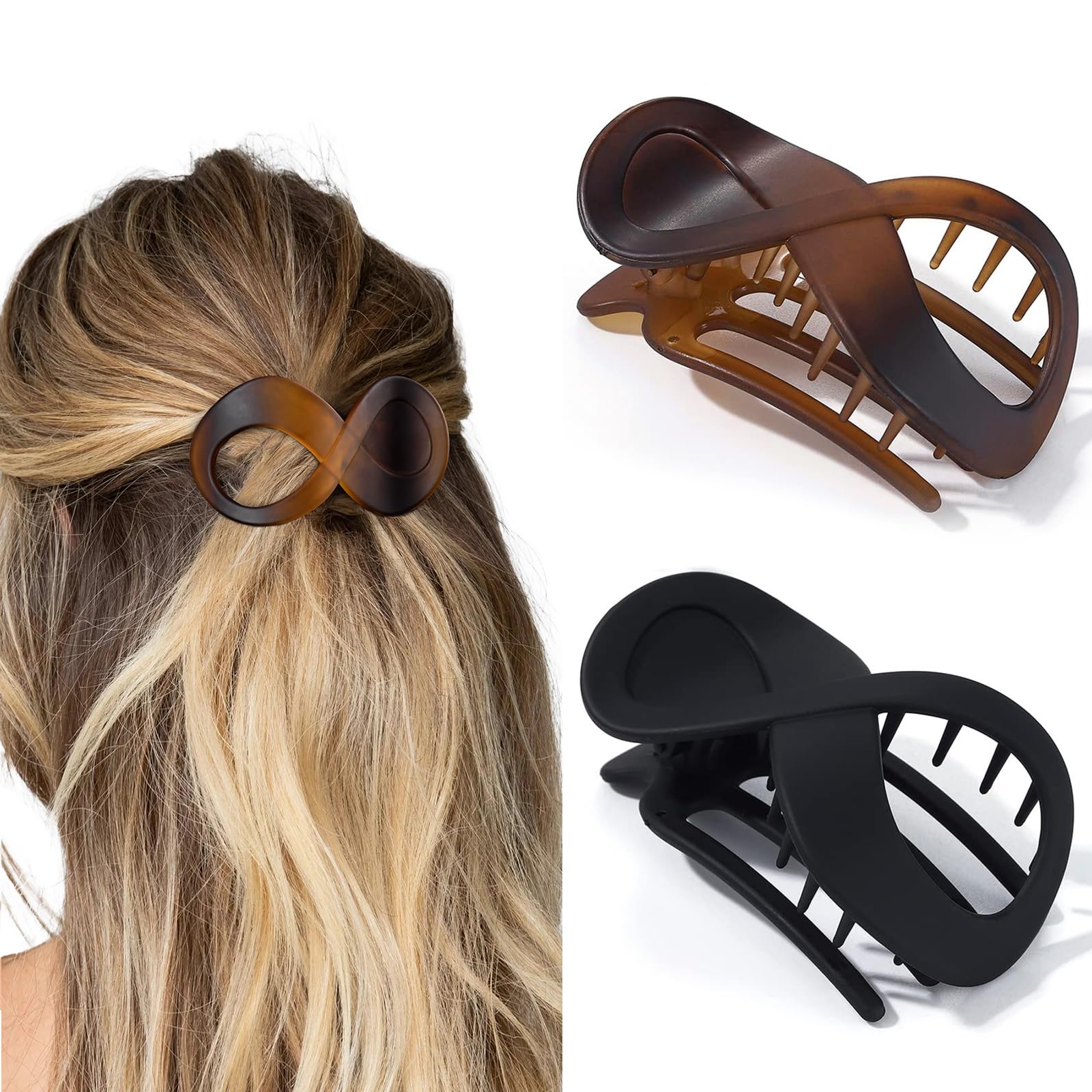 Yanibest 2-Pack 3.3 Inch French Concord Hair Clips for Women & Girls - Flat Hair Barrettes for Thick Hair, Banana Clips for Styling - Perfect for School, Work, Parties & Everyday Hairstyles