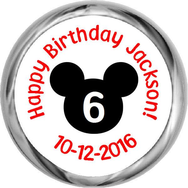 Personalized Mickey Mouse Stickers for Hershey Kiss Favors - Perfect for Birthday Parties, Baby Showers & Disney-Themed Events