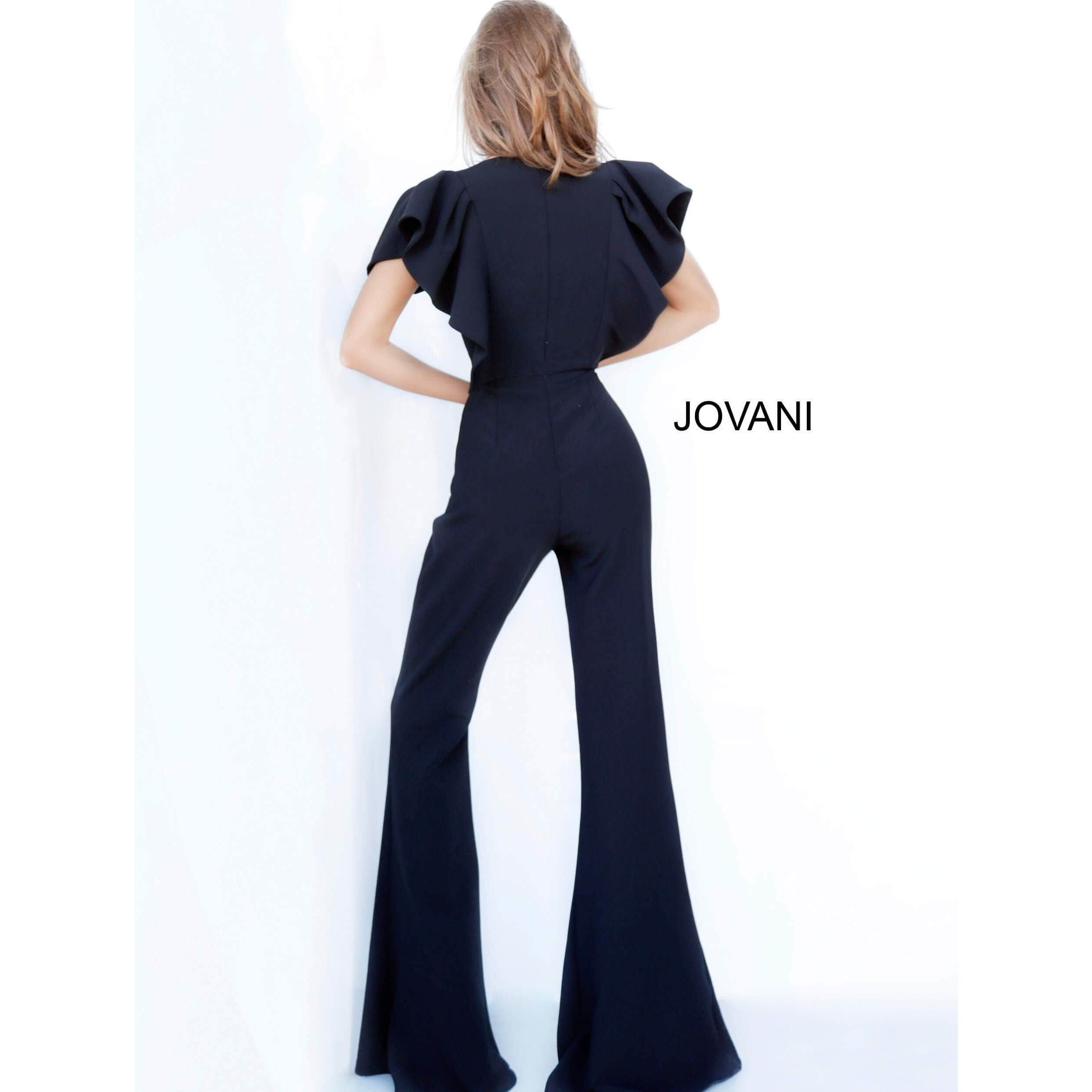 Jovani 00762 Women's Black Short Sleeve Jumpsuit - Stylish One Piece Romper for Casual Outings, Parties & Evening Events