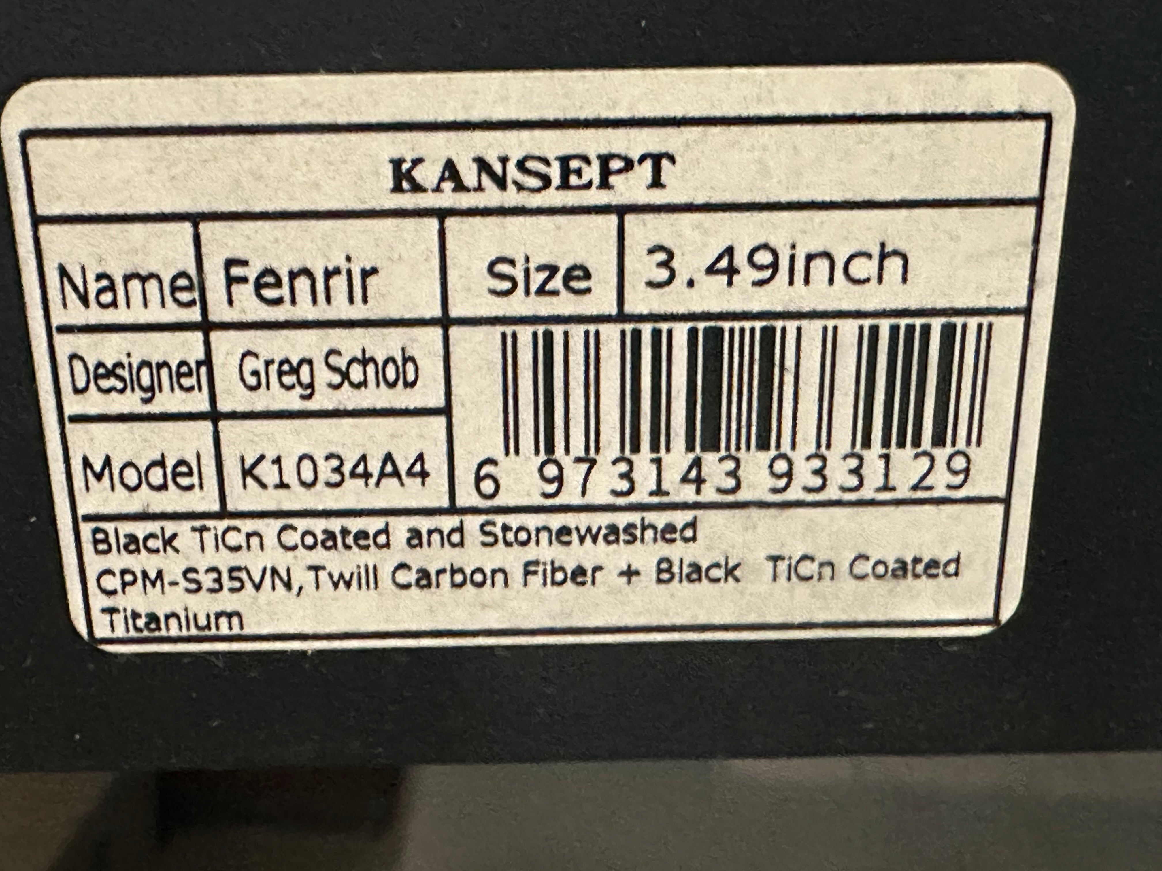 KANSEPT FENRIR Folding Knife - S35VN Plain Black Blade, Twill Carbon Fiber & Black Titanium Handle (K1034A4) | EDC, Outdoor Survival, Camping & Tactical Use