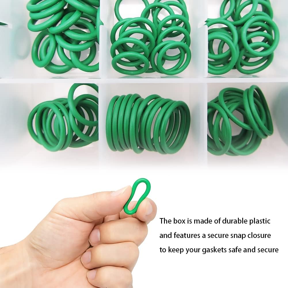 270pcs Rubber O-Ring Kit - 18 Sizes Universal Sealing Gasket Washer Set for Car AC Repair, Plumbing, Pumps, Bearings & Appliances (Green) - Perfect for Automotive, Home & Industrial Maintenance