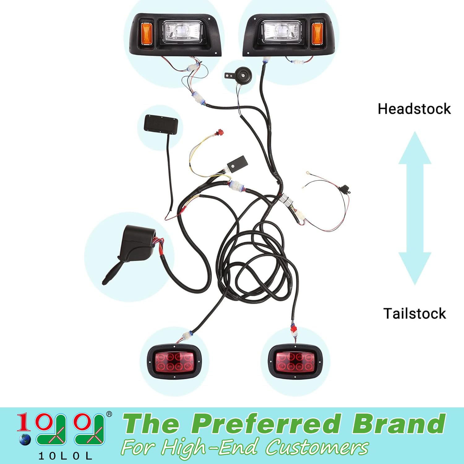 10L0L Deluxe Golf Cart Lights Kit for Yamaha G14/G16/G19/G22 - Built-in DC Converter, RGB Daytime Running Lights, App Control, Music Sync - Perfect for Night Golfing, Club Car Upgrades & Off-Road Adventures