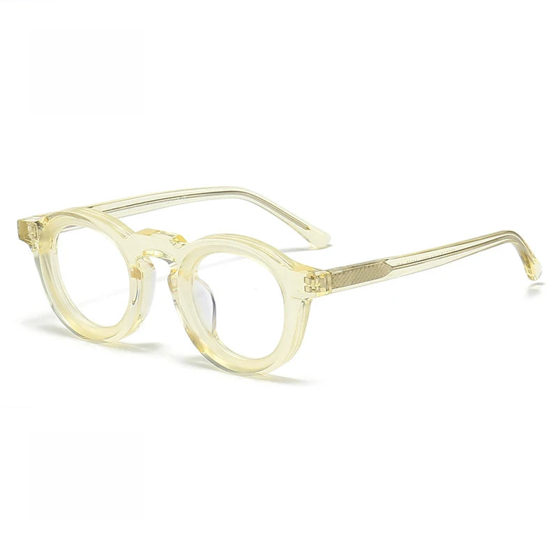 Stylish Black Unisex Acetate Full Rim Round Eyeglasses 442721 - Perfect for Work, Reading & Everyday Fashion