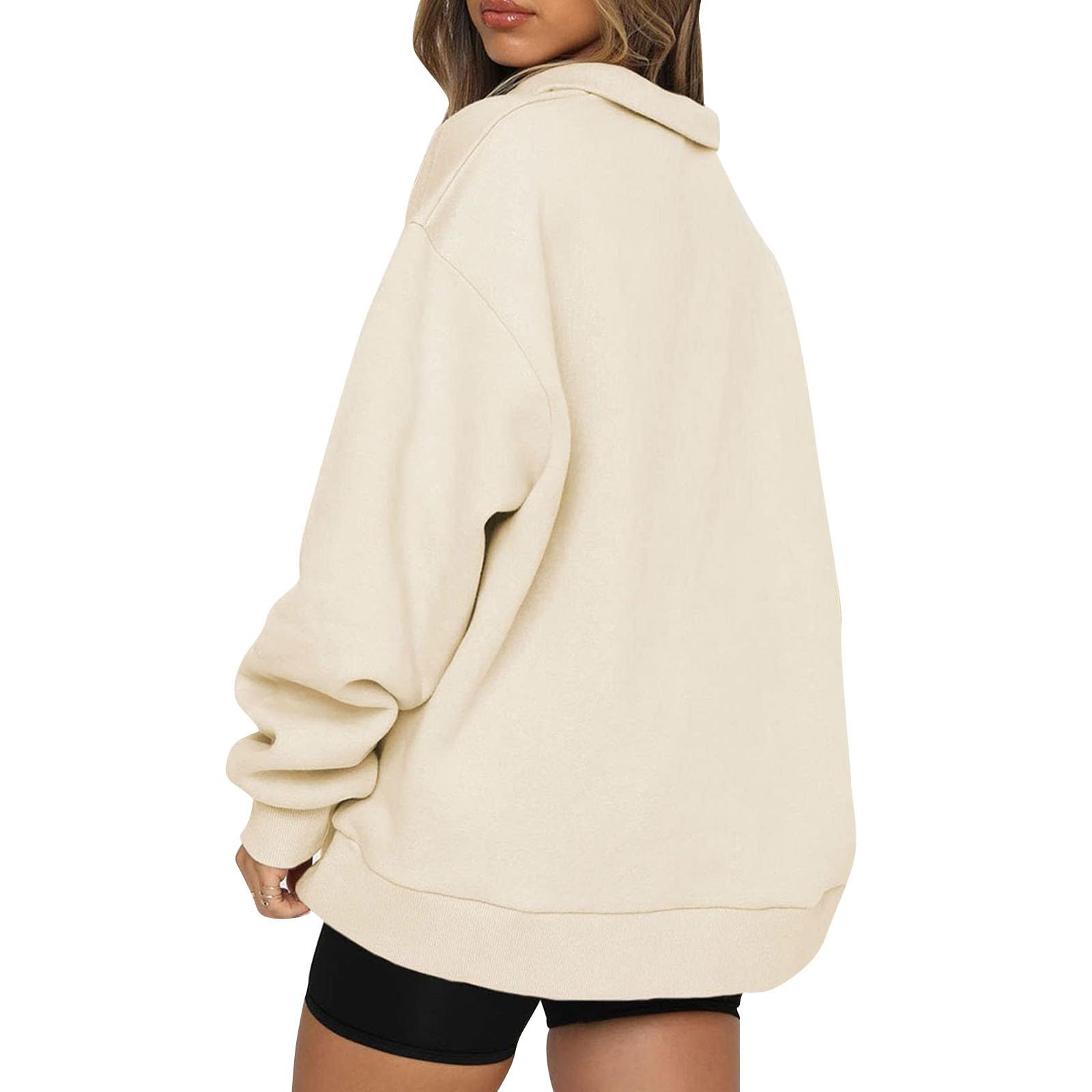 VREWARE Women's Oversized Half Zip Sweatshirt Hoodie - Quarter Zip Pullover Fleece Top for Fall & Winter 2024 - Cozy Casual Outfit for Work, Travel and Everyday Wear