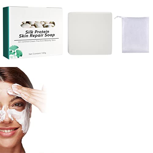 Skinferm Silk Protein Skin Repair & Whitening Soap with Collagen & Goat Milk - 1PCS Square Bar for Gentle Cleansing, Brightening & Nourishing - Perfect for Daily Skincare & Sensitive Skin Care Routine