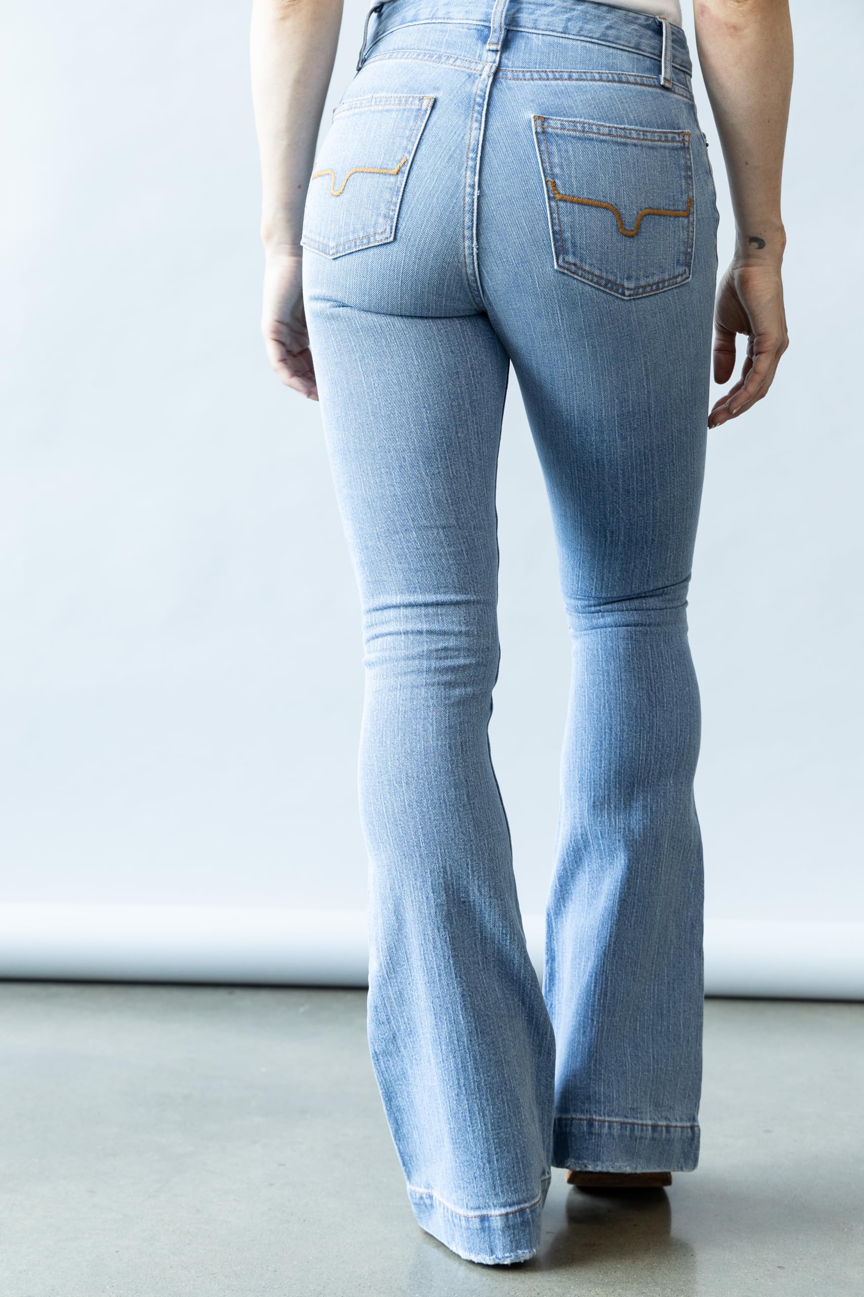 Kimes Ranch Women's Jennifer High Rise Wide Leg Flare Jeans - Light Wash Western Denim Pants for Casual Wear & Cowgirl Style