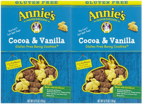 Annie's Homegrown Gluten-Free Cocoa & Vanilla Bunny Cookies, 6.75 oz (Pack of 2) - Perfect for School Lunches, Snacks & Easter Celebrations