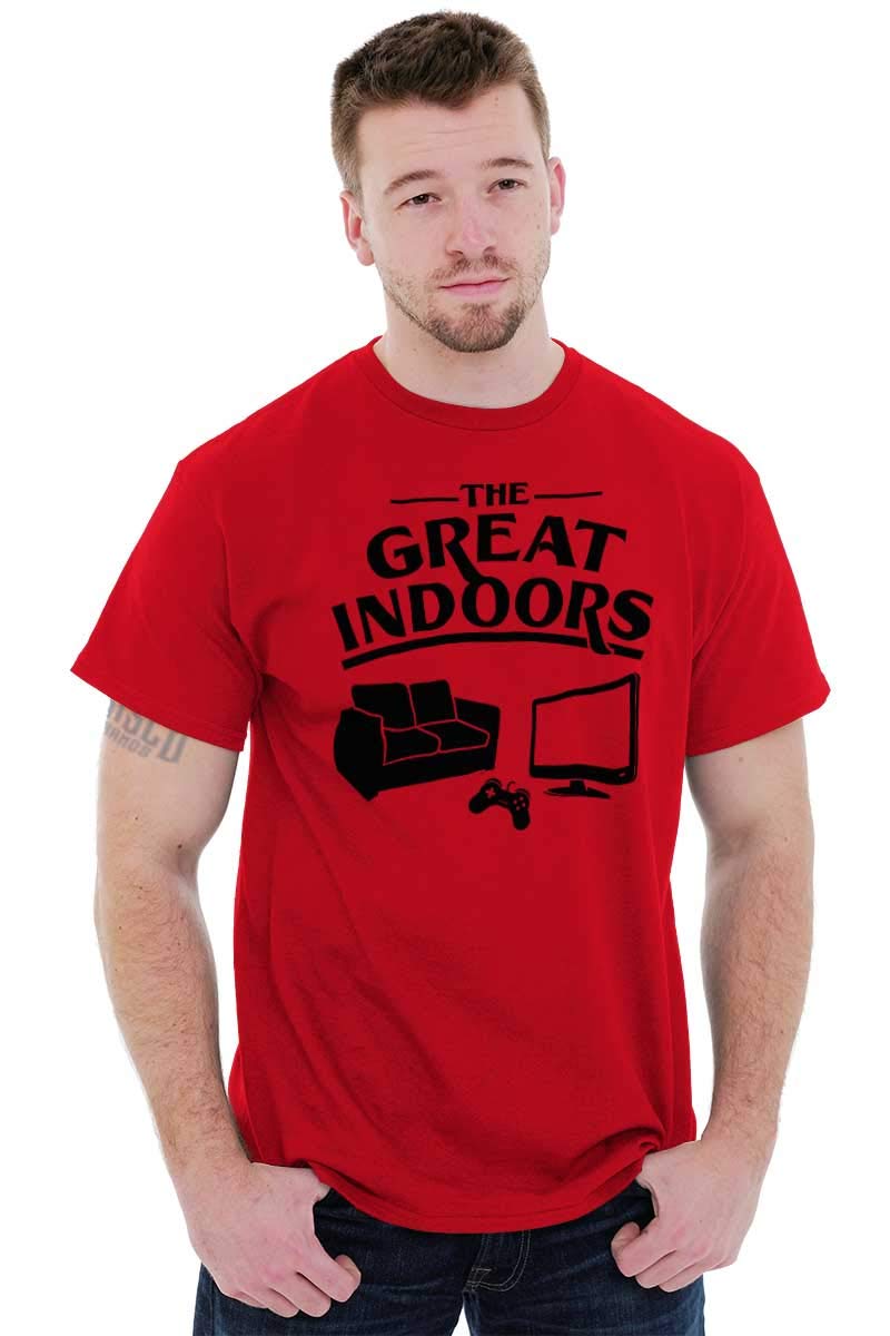 Great Indoors Couch Potato Gamer Nerd Graphic T-Shirt for Men - Comfortable Casual Tee for Gaming, Relaxing & Nerdy Outfits