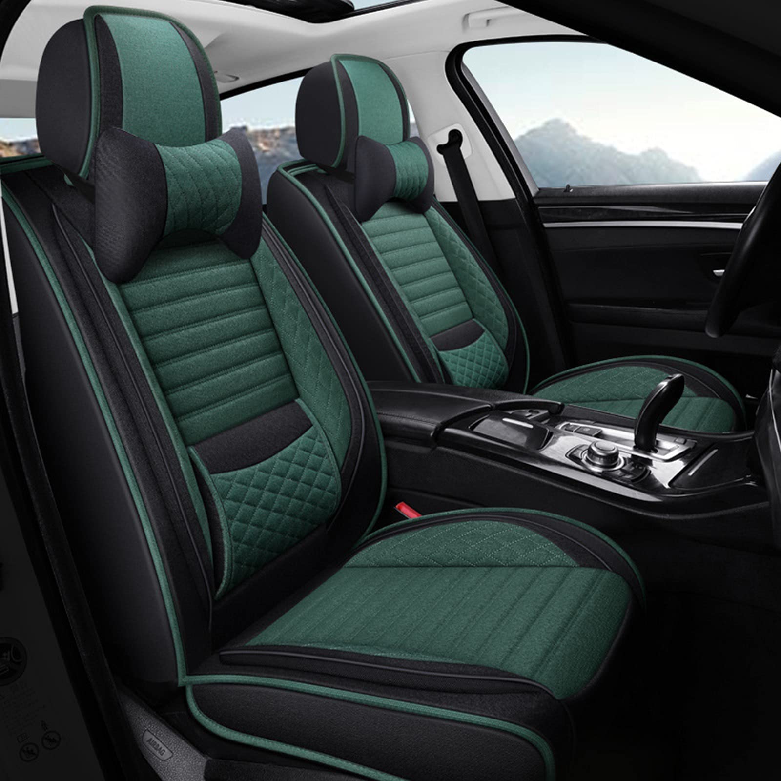 Breathable Linen Car Seat Covers - Washable, Sweat-Proof 5-Piece Set for All Seasons | Universal Fit for Most 5-Seat Cars | Perfect for Daily Commute, Road Trips & Family Outings