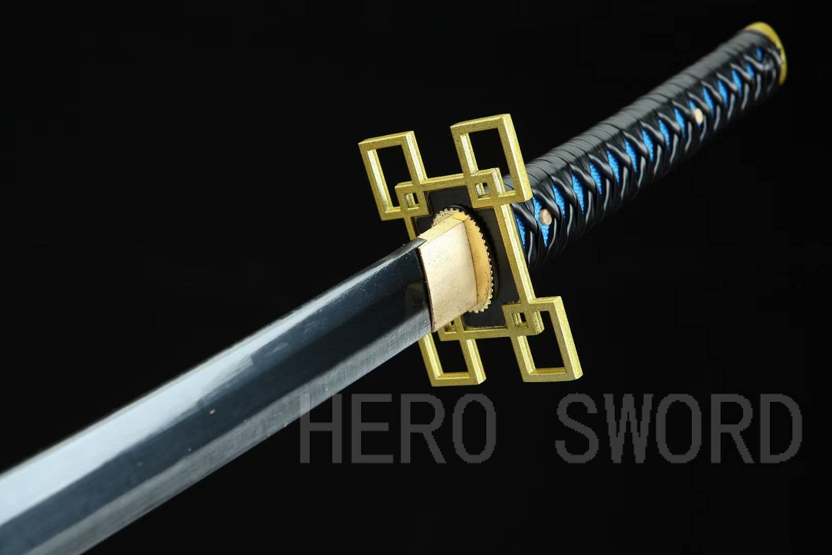 HERO SWORD Japanese Anime Katana - Hand Forged 1045 Carbon Steel Samurai Sword, Full Tang Handmade Sharp Blade - Demon Slayer Inspired Katana for Cosplay, Martial Arts Training & Anime Collection