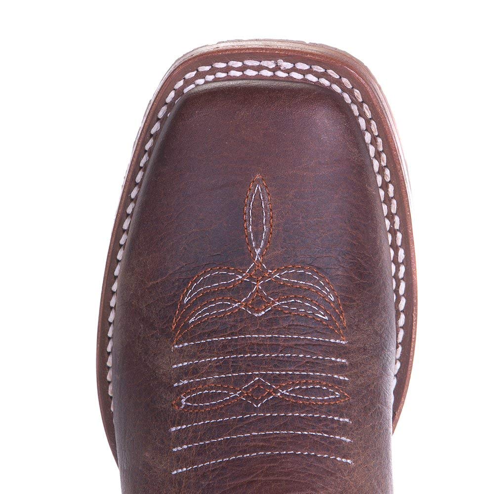Anderson Bean Kids Western Boots - Genuine Bison Leather with Blue Mad Dog Top - Brown Cowboy Boots for Boys & Girls - Perfect for Rodeo, Horse Riding & Country Fashion