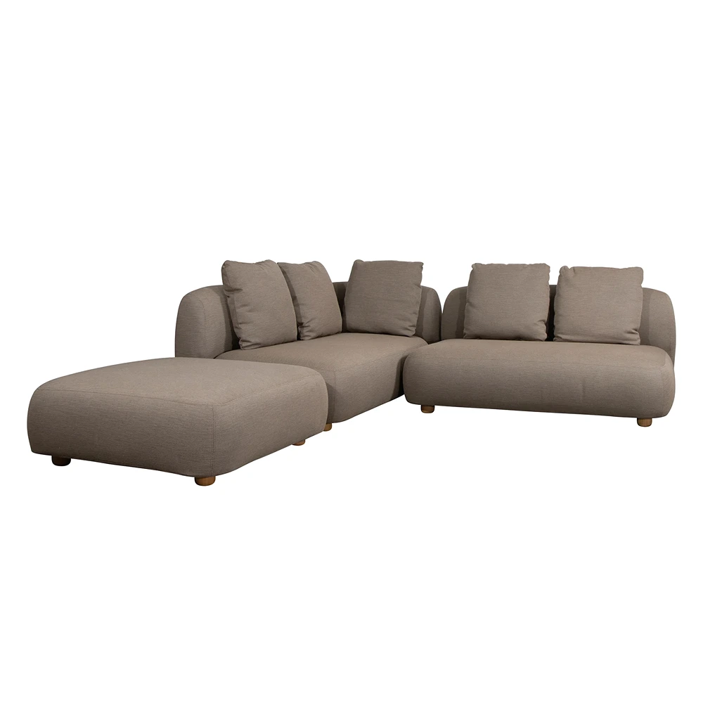 Outdoor Corner Sofa Set with Cushions and Pouf - Waterproof Patio Furniture for Backyard, Garden, and Poolside Relaxation