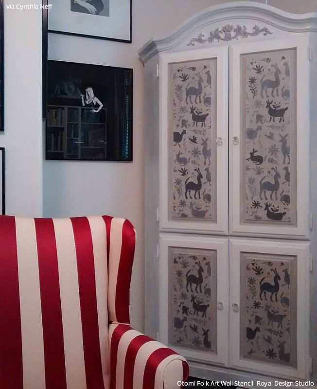 Authentic Otomi Folk Art Furniture Stencil - Handmade Mexican Design for DIY Home Decor, Wall Painting & Craft Projects
